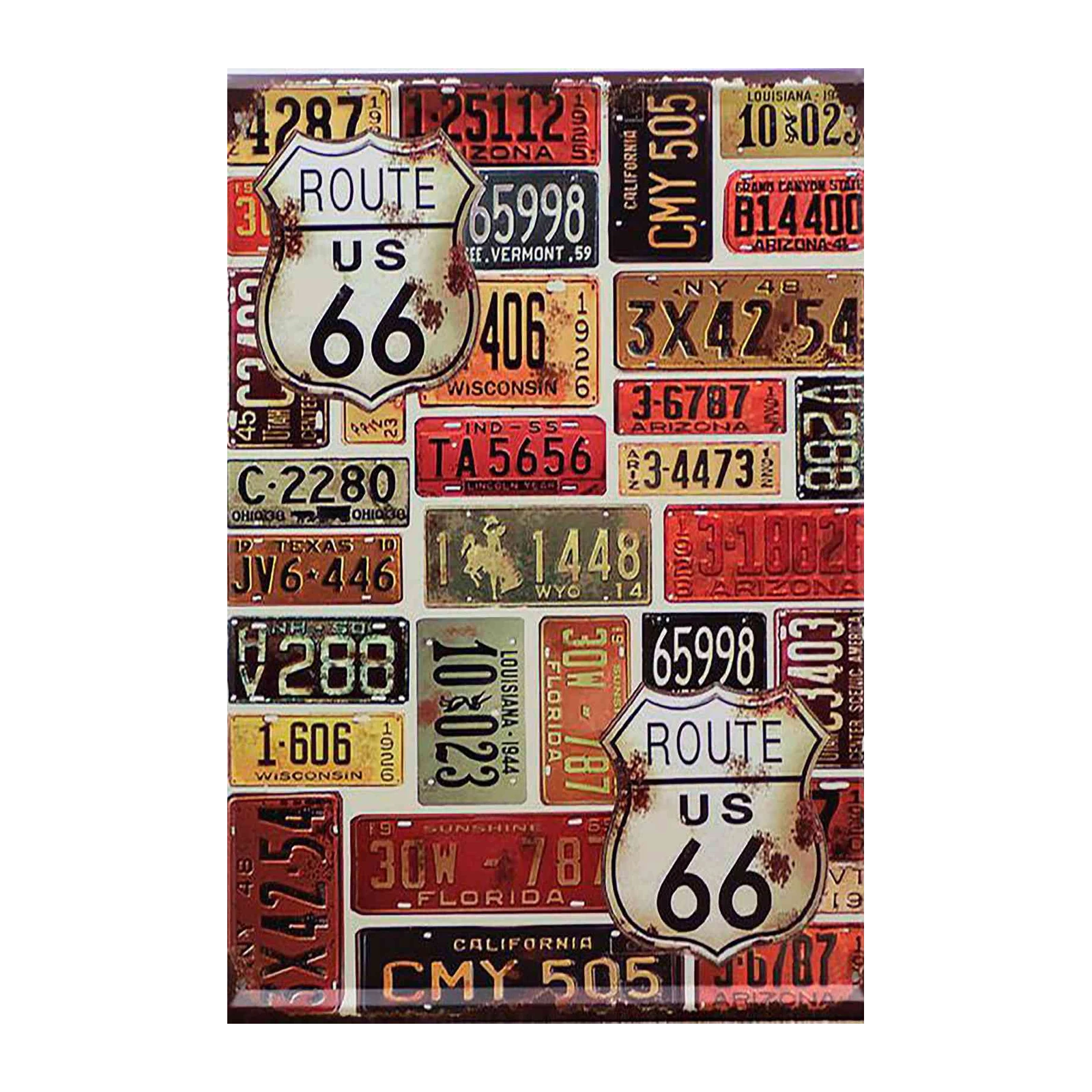 Vintage Route 66 Collage Metal Sign Wall Art