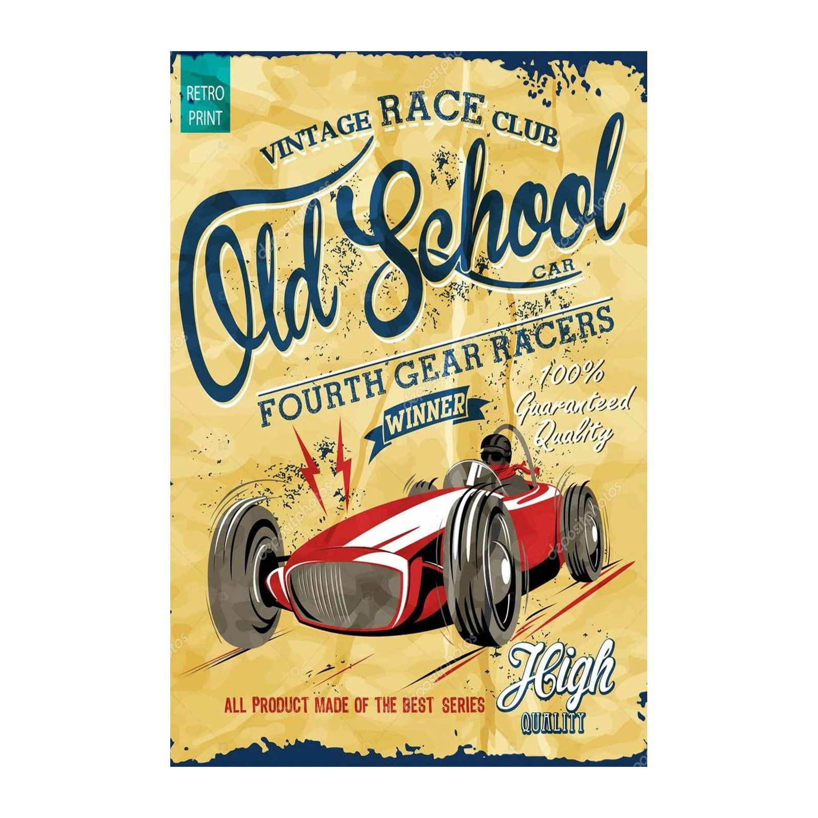 Retro Old School Race Car Wall Art