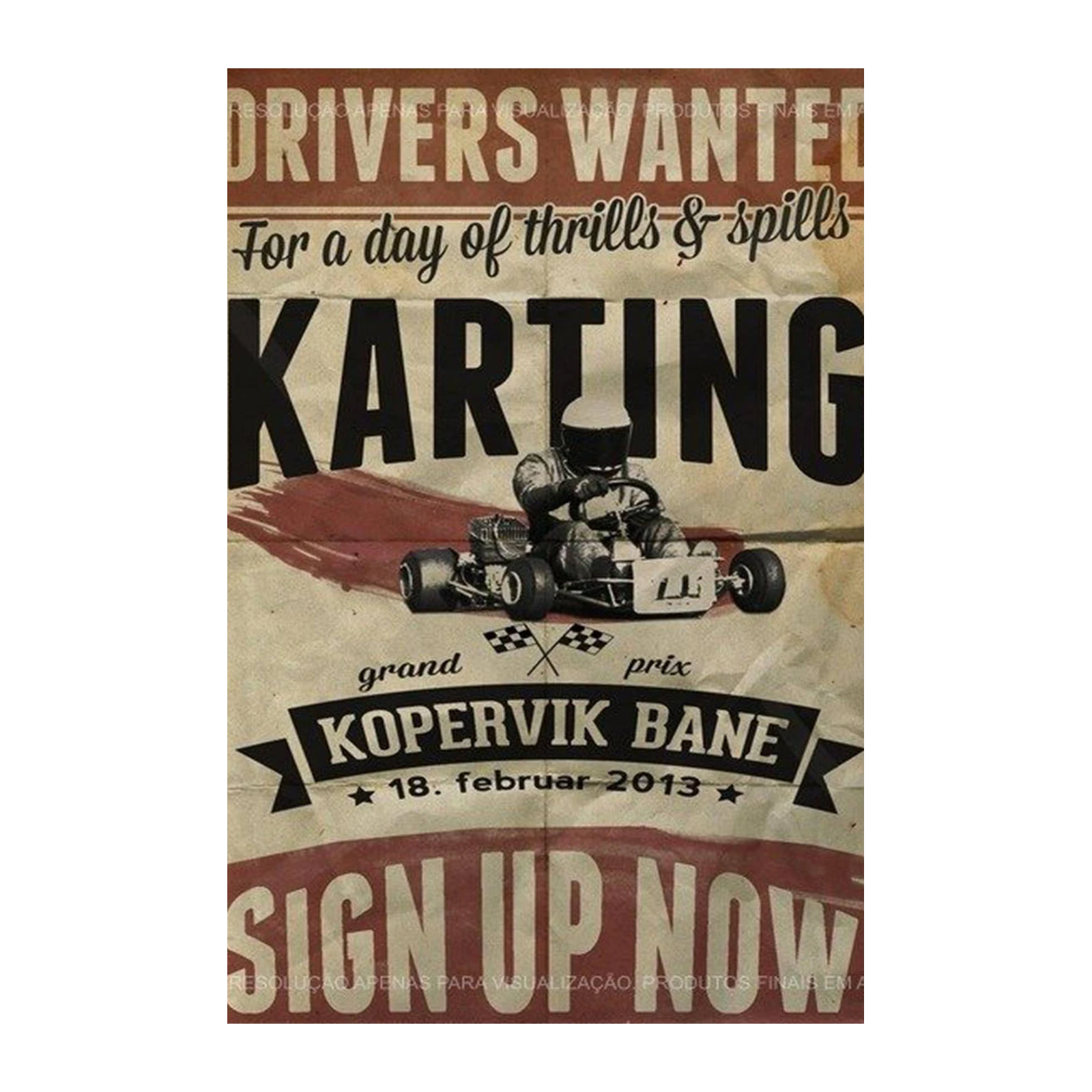 Vintage Kart Racing Poster Wall Art