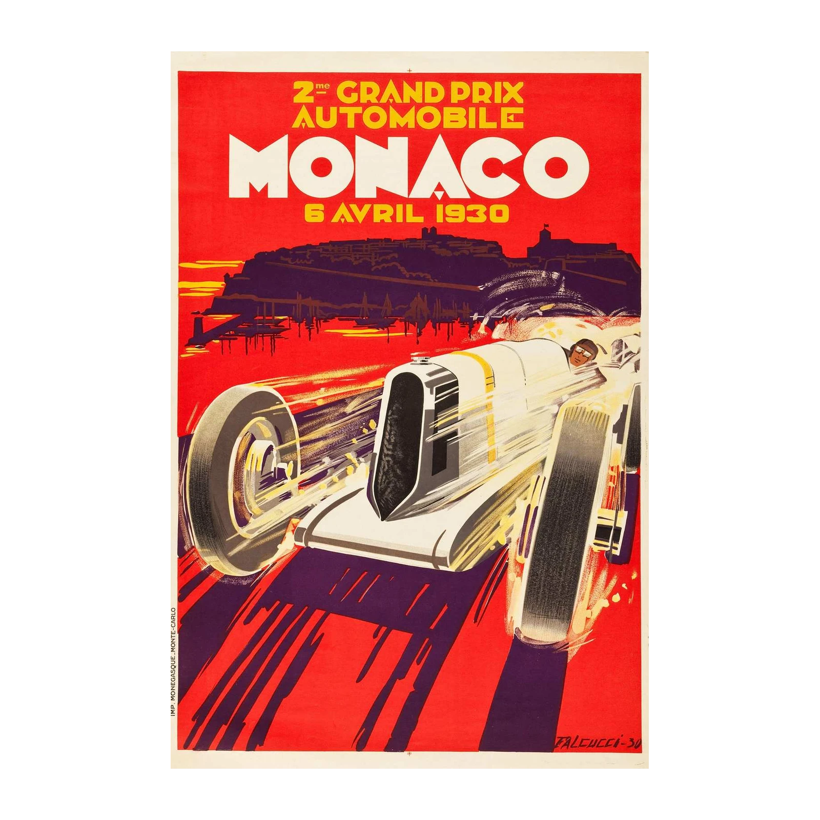Vintage Monaco Grand Prix Racing Art Wall Art