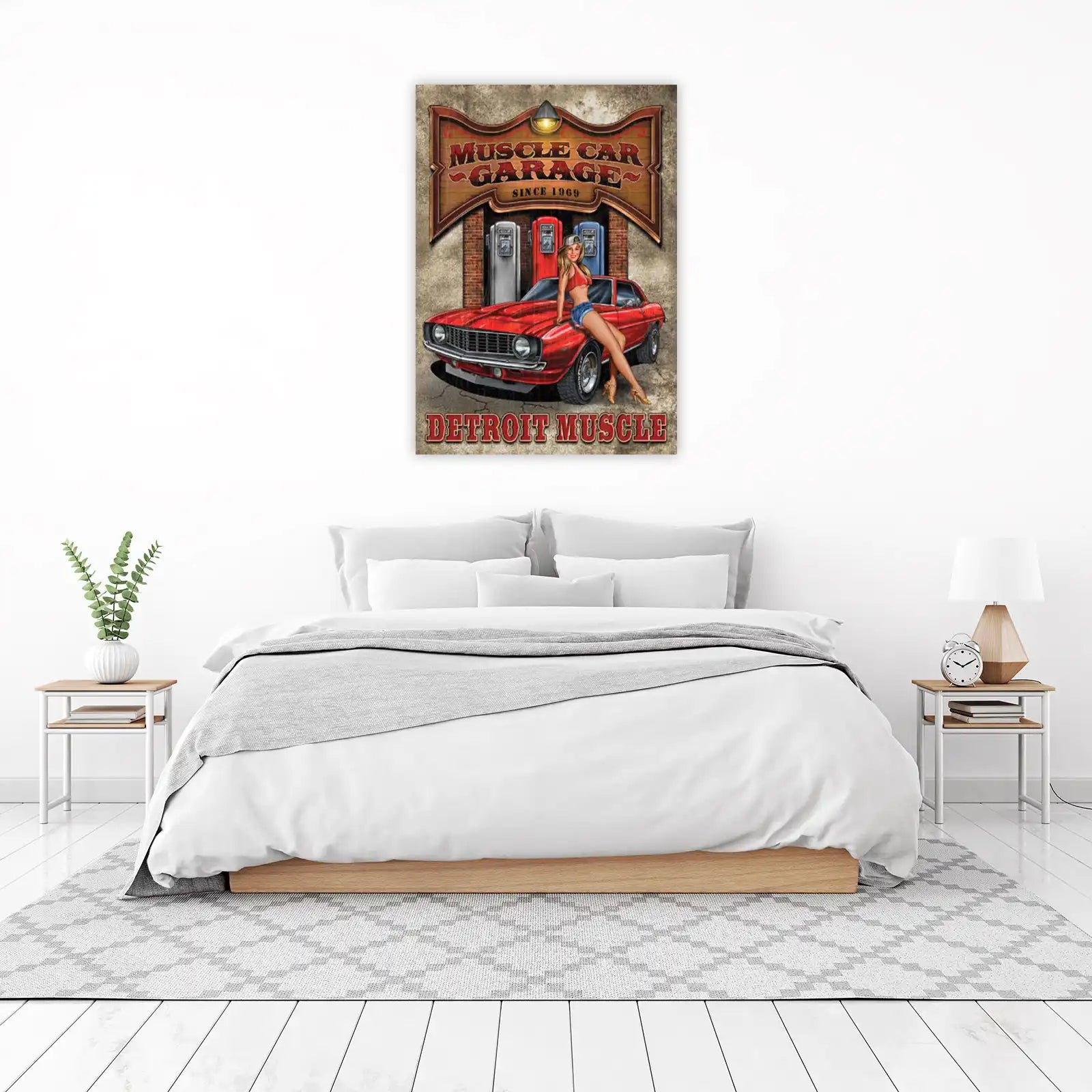 Retro Muscle Car Garage Pin-up Wall Art