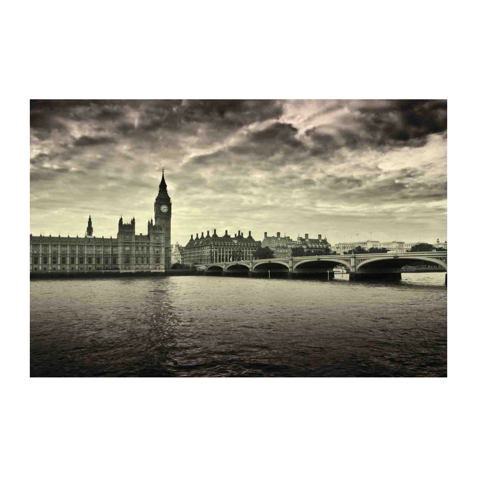 London Big Ben Thames Bridge Sepia Wall Art