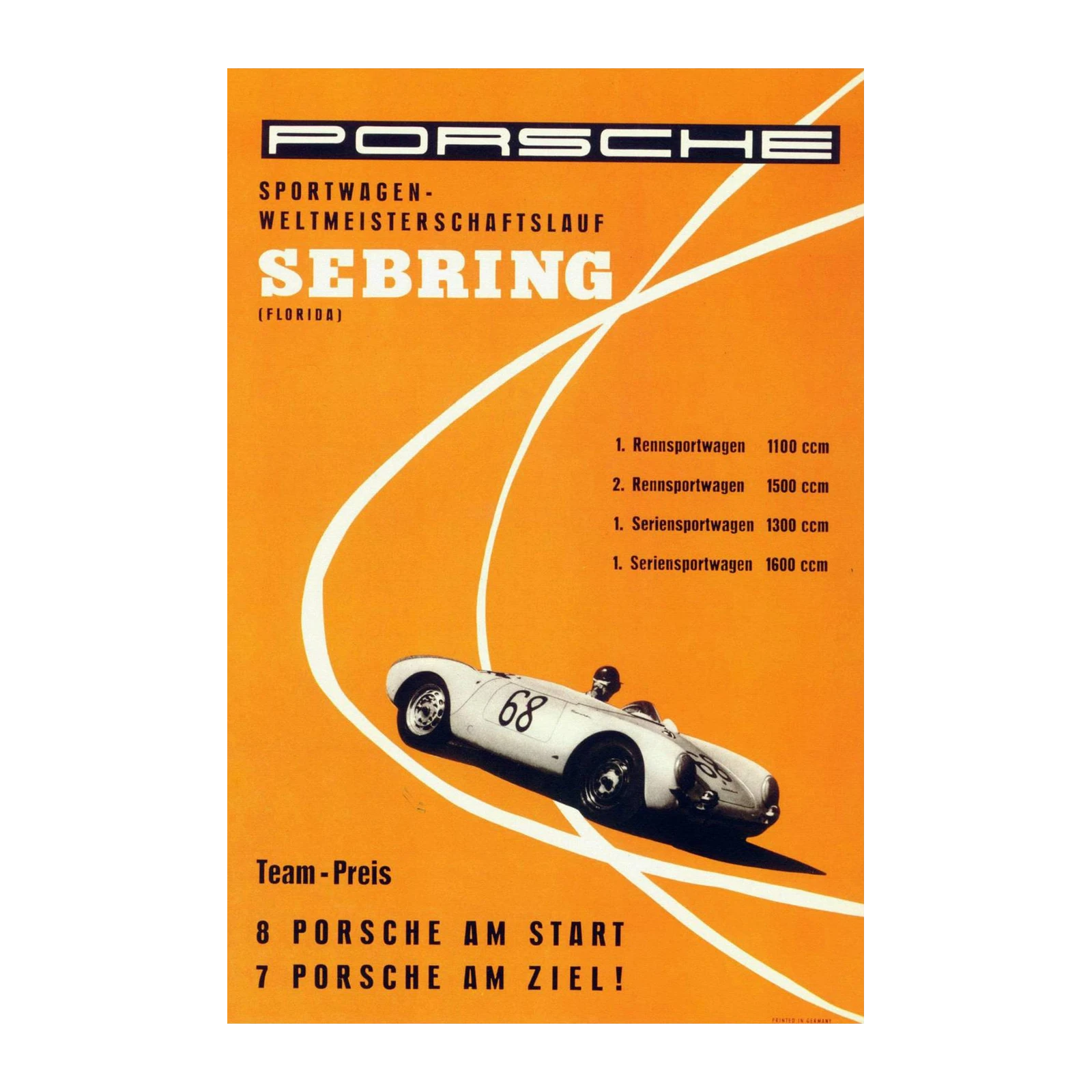 Vintage Porsche Sebring Race Wall Art