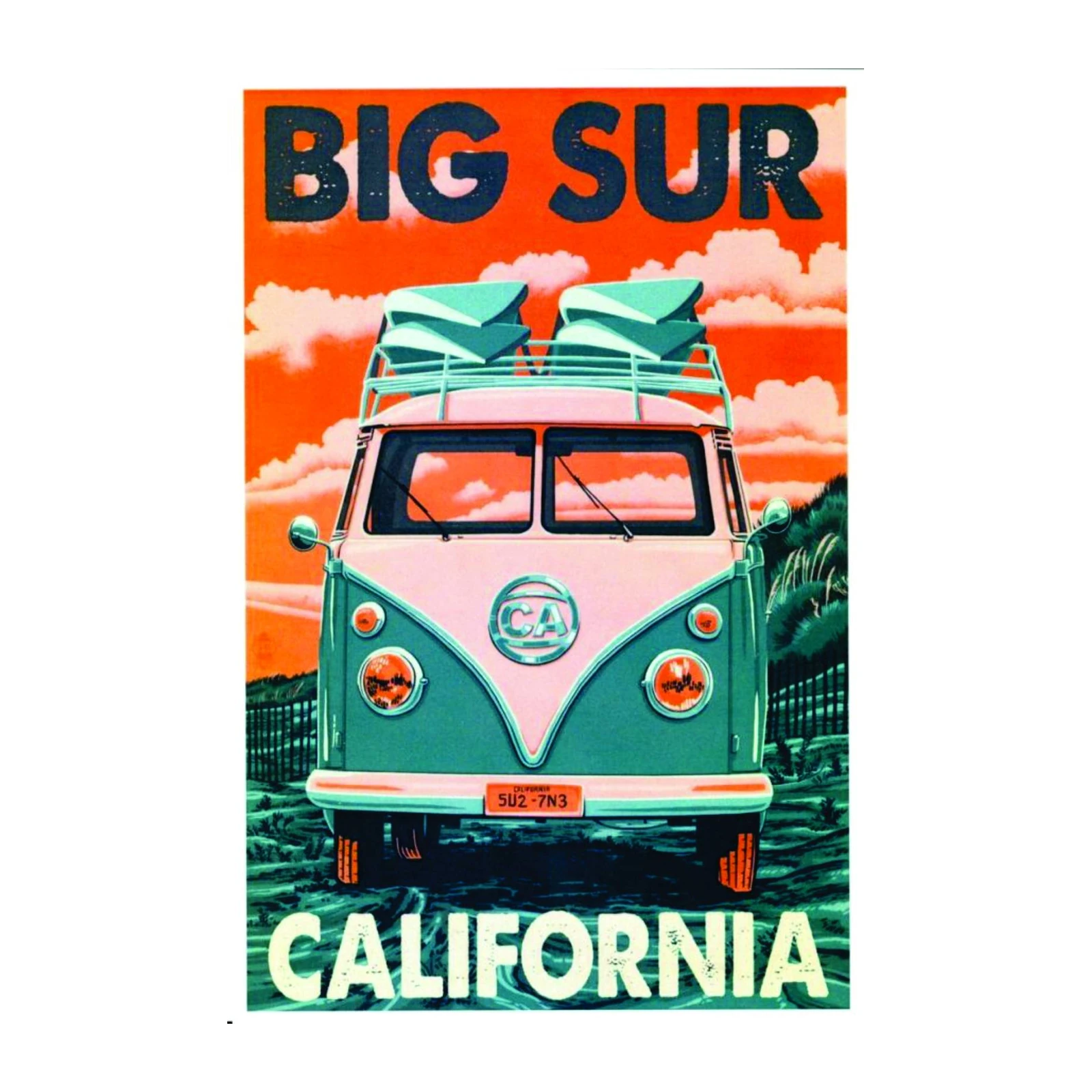 Vintage Big Sur California Camper Van Wall Art