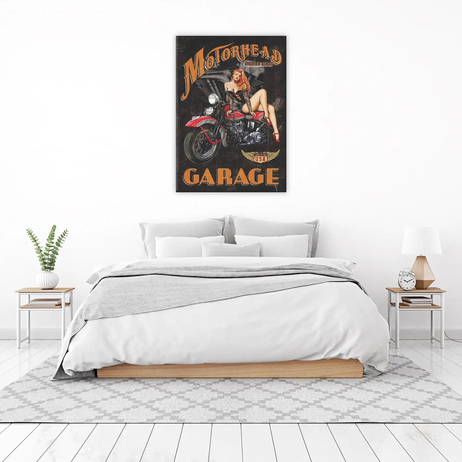 Retro Motorcycle Pin-Up Garage Wall Art