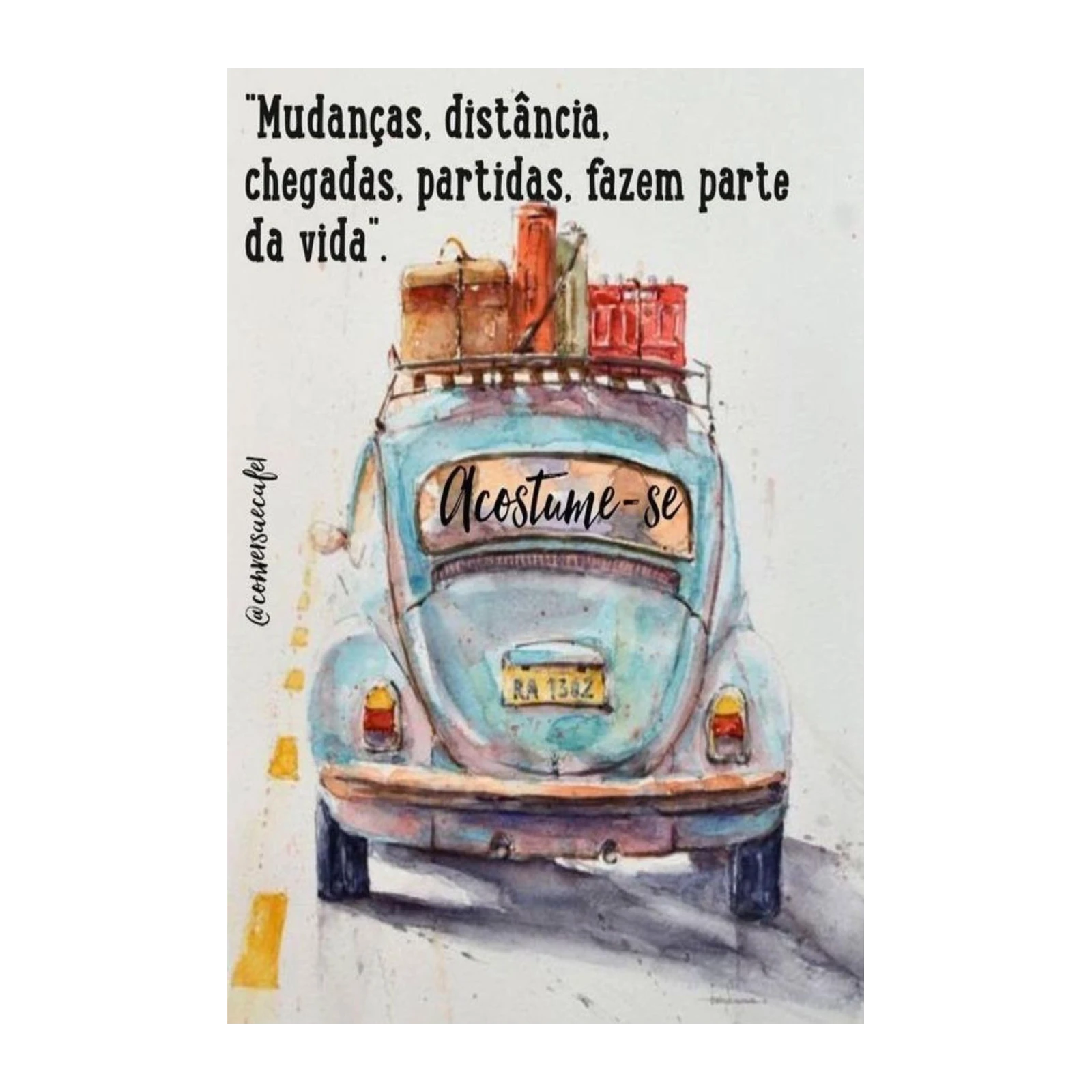 Vintage Beetle Road Trip Motivational Quote Wall Art