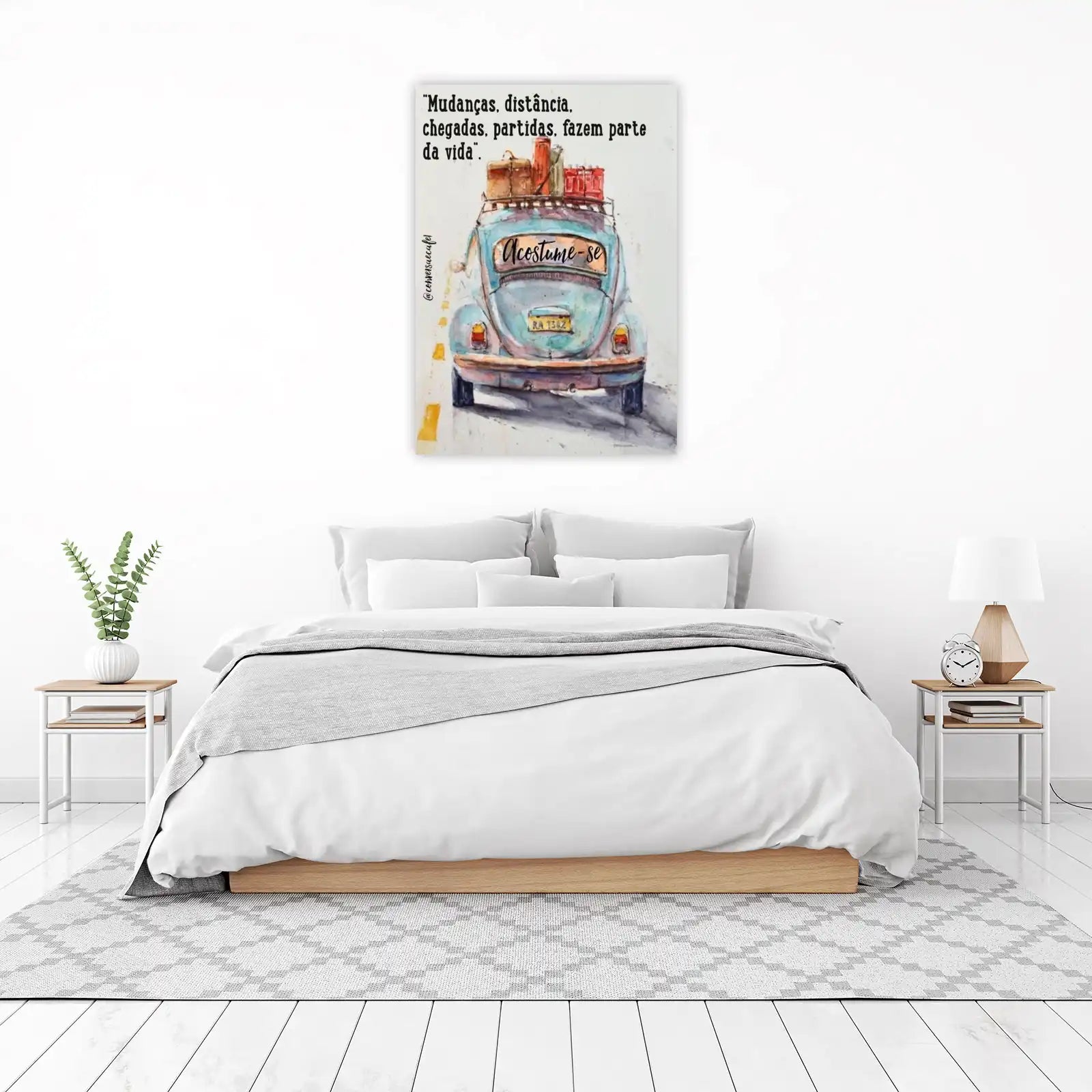 Vintage Beetle Road Trip Motivational Quote Wall Art
