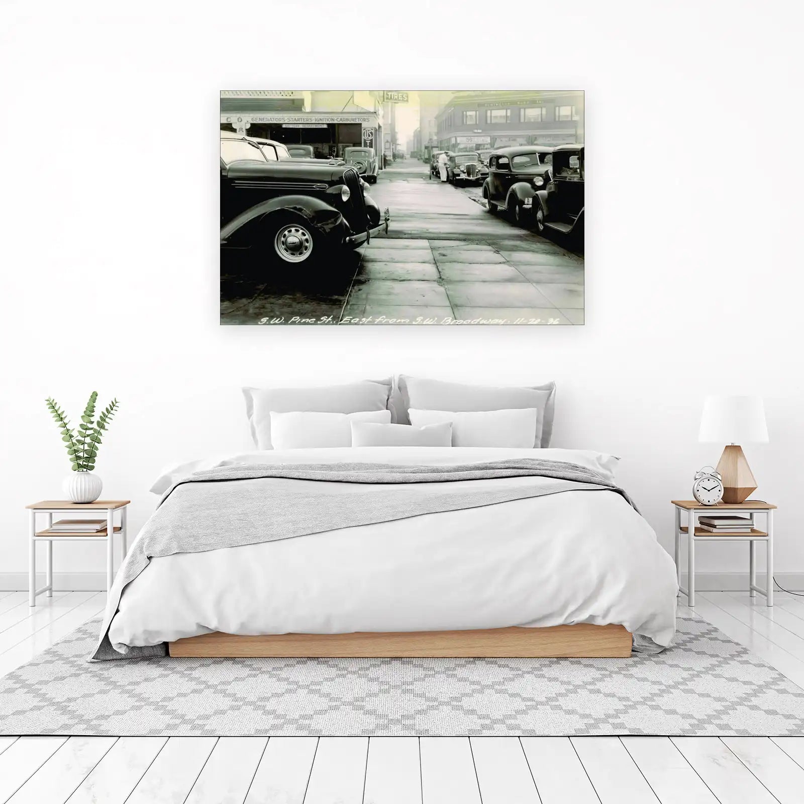 Vintage Street Scene Classic Cars Wall Art