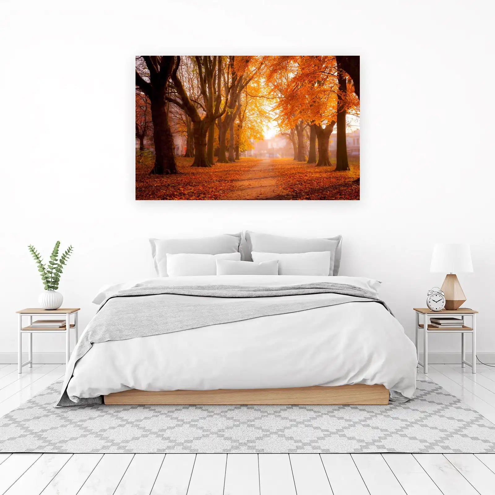 Autumn Path Golden Leaves Wall Art