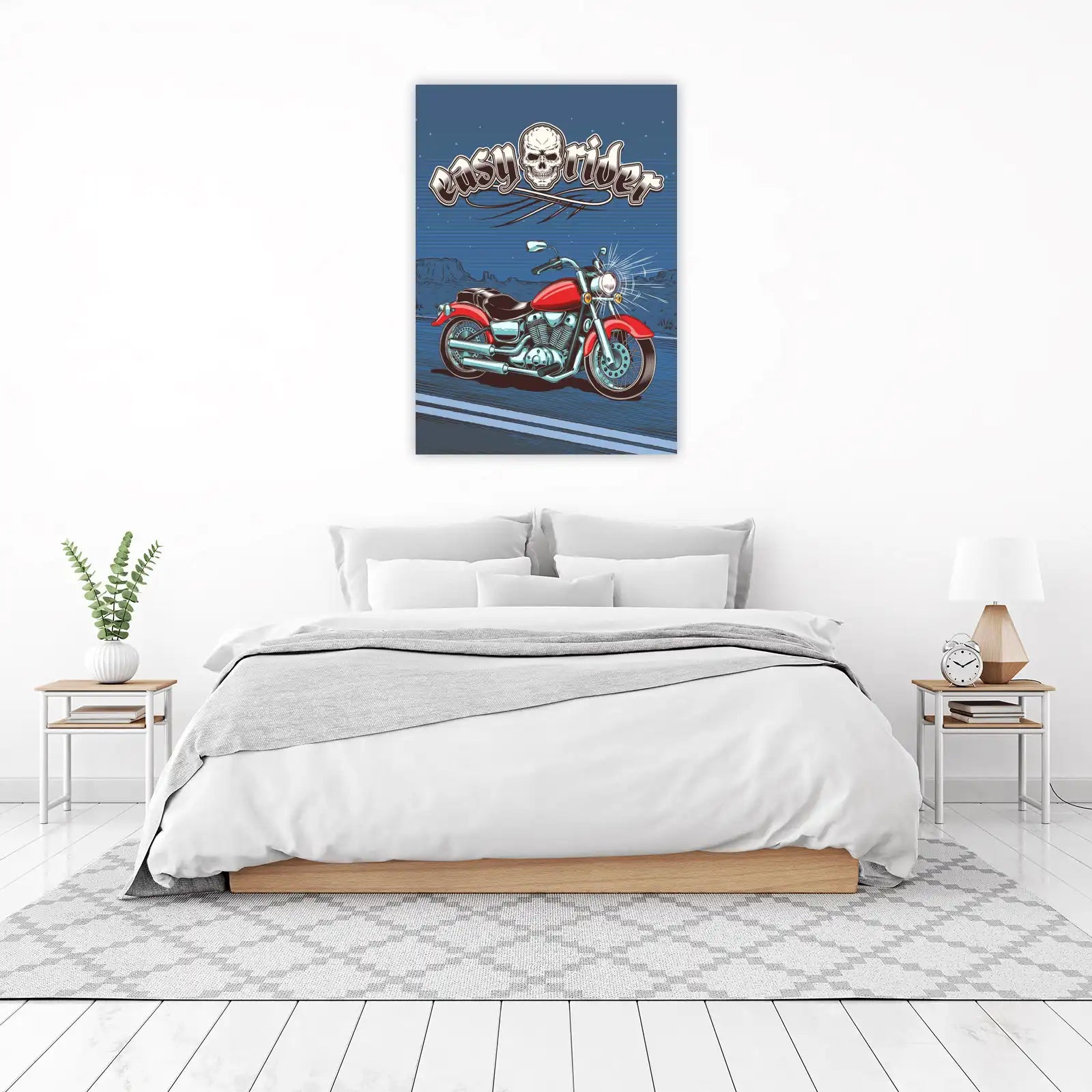 Vintage Motorcycle Skull Rider Wall Art