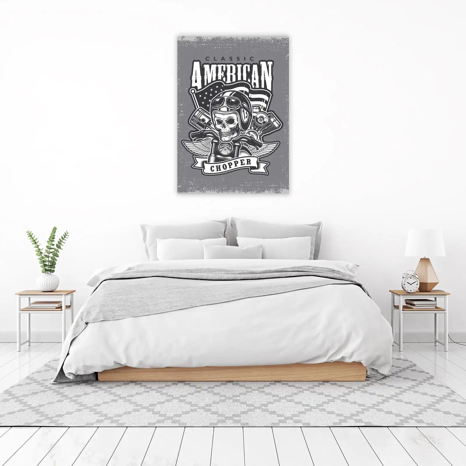Classic American Chopper Skull Motorcycle Wall Art