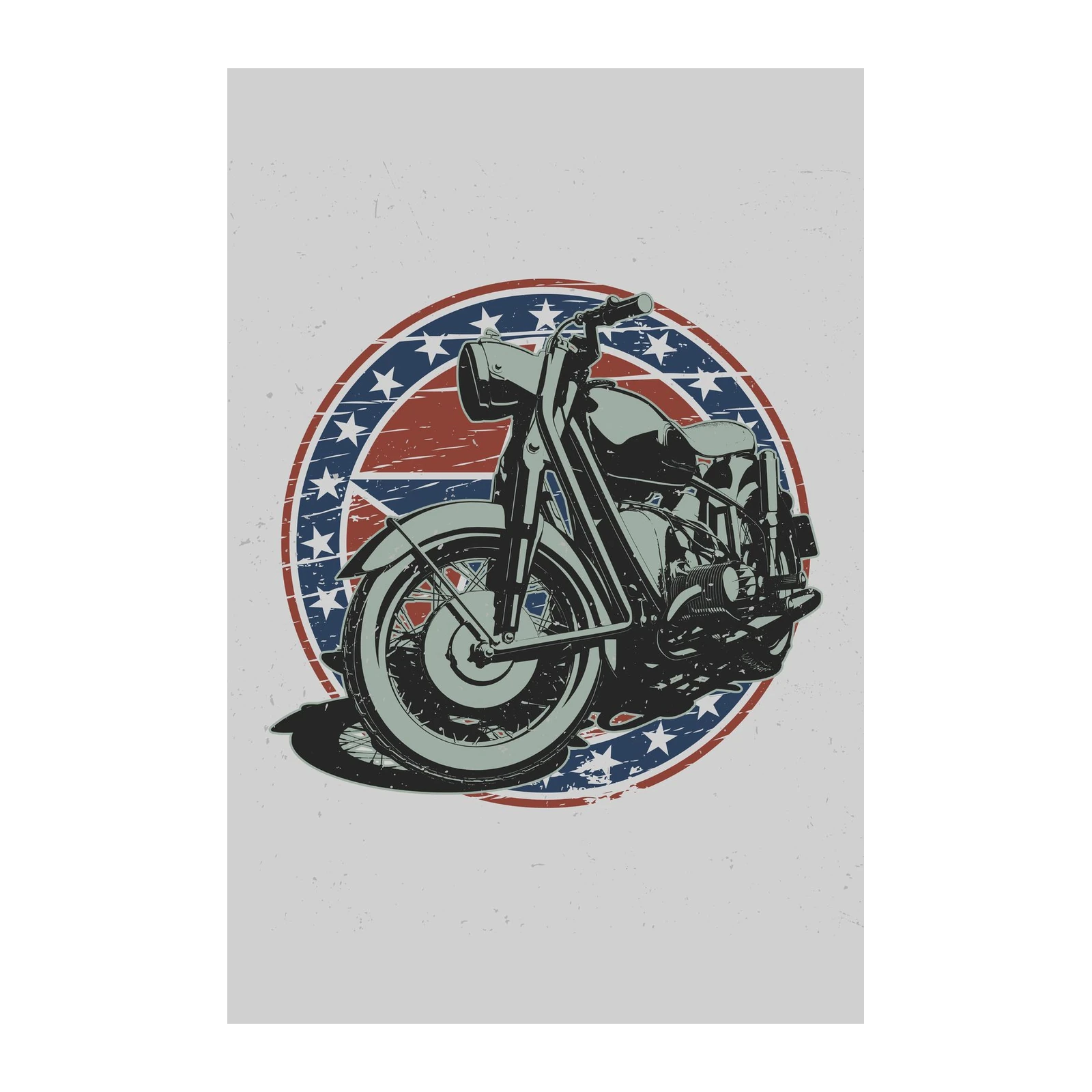 Retro Motorcycle & Stars Wall Art