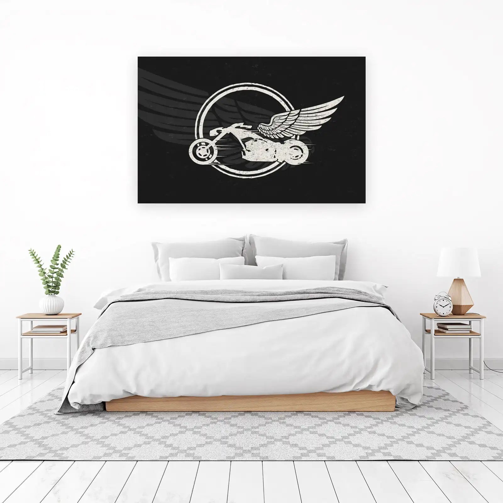 Winged Motorcycle Emblem Wall Art