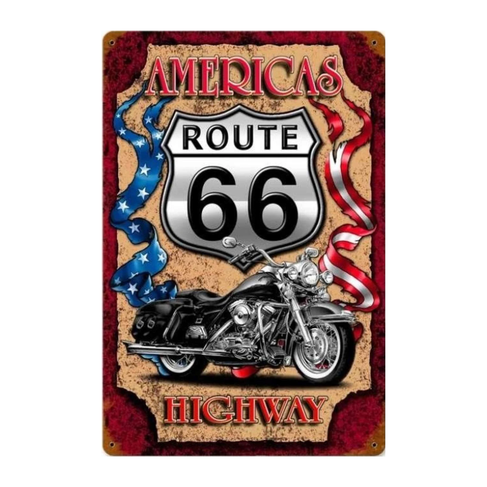 Route 66 Motorcycle America's Highway Wall Art