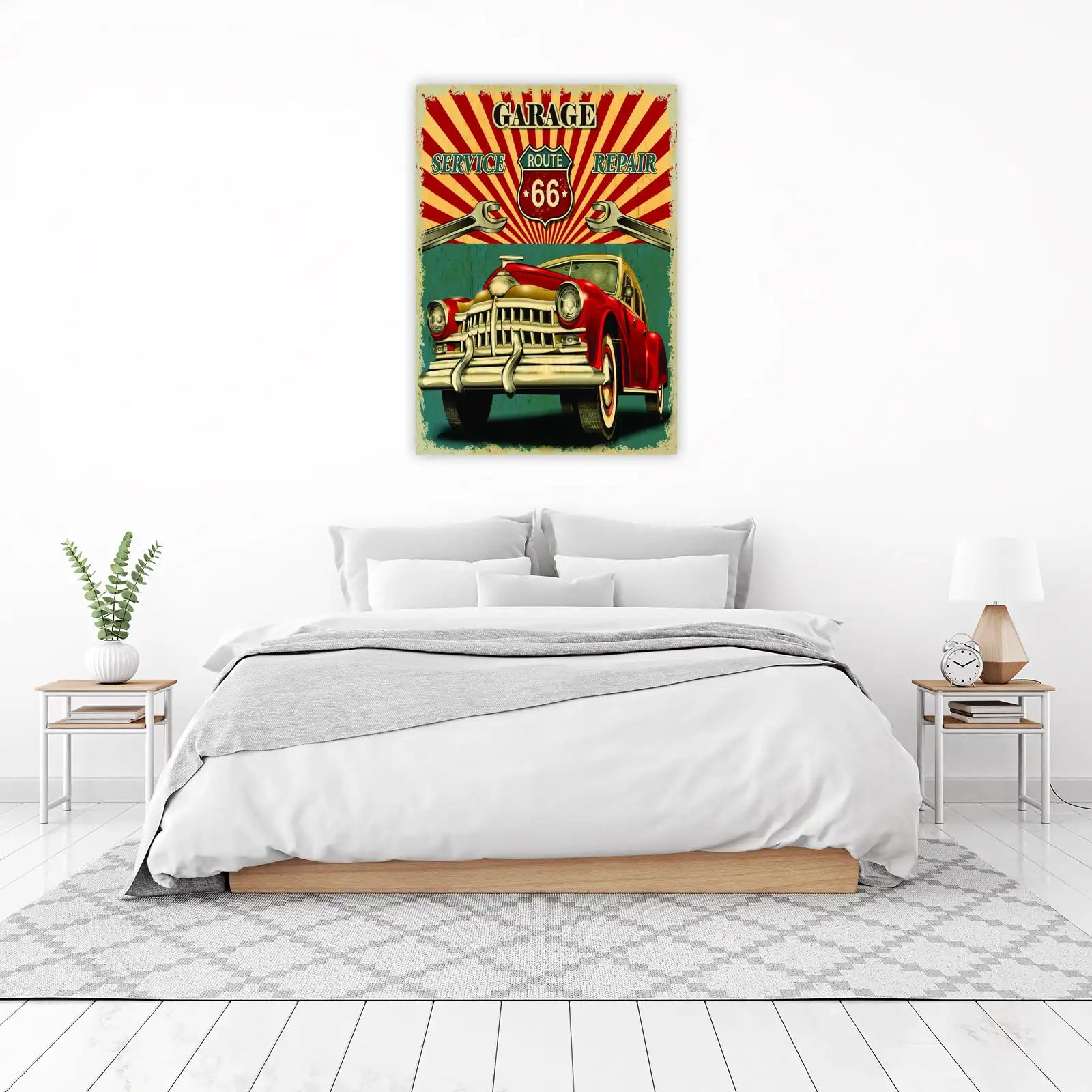Vintage Route 66 Garage Car Wall Art