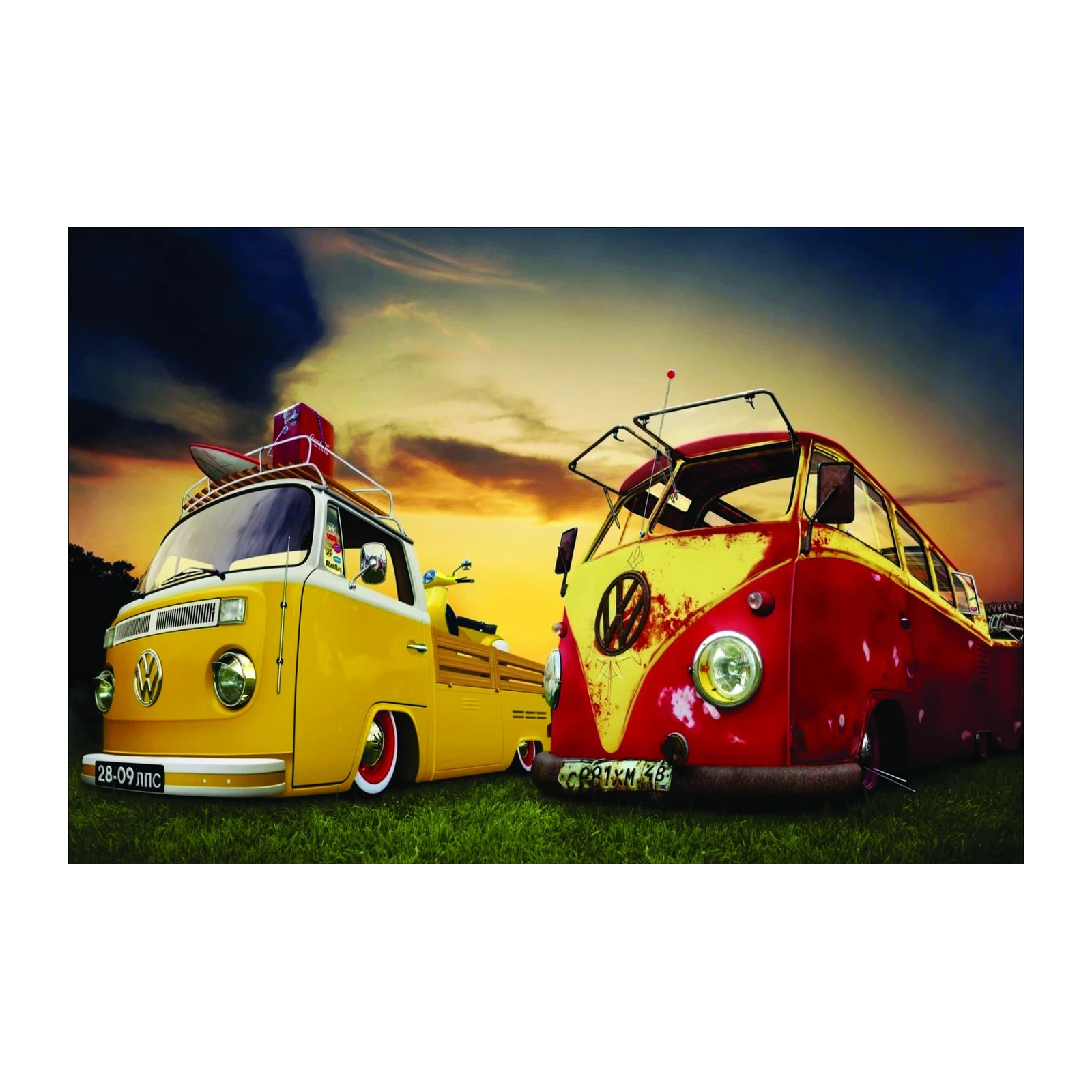 Vintage VW Bus & Scooter Wall Art
