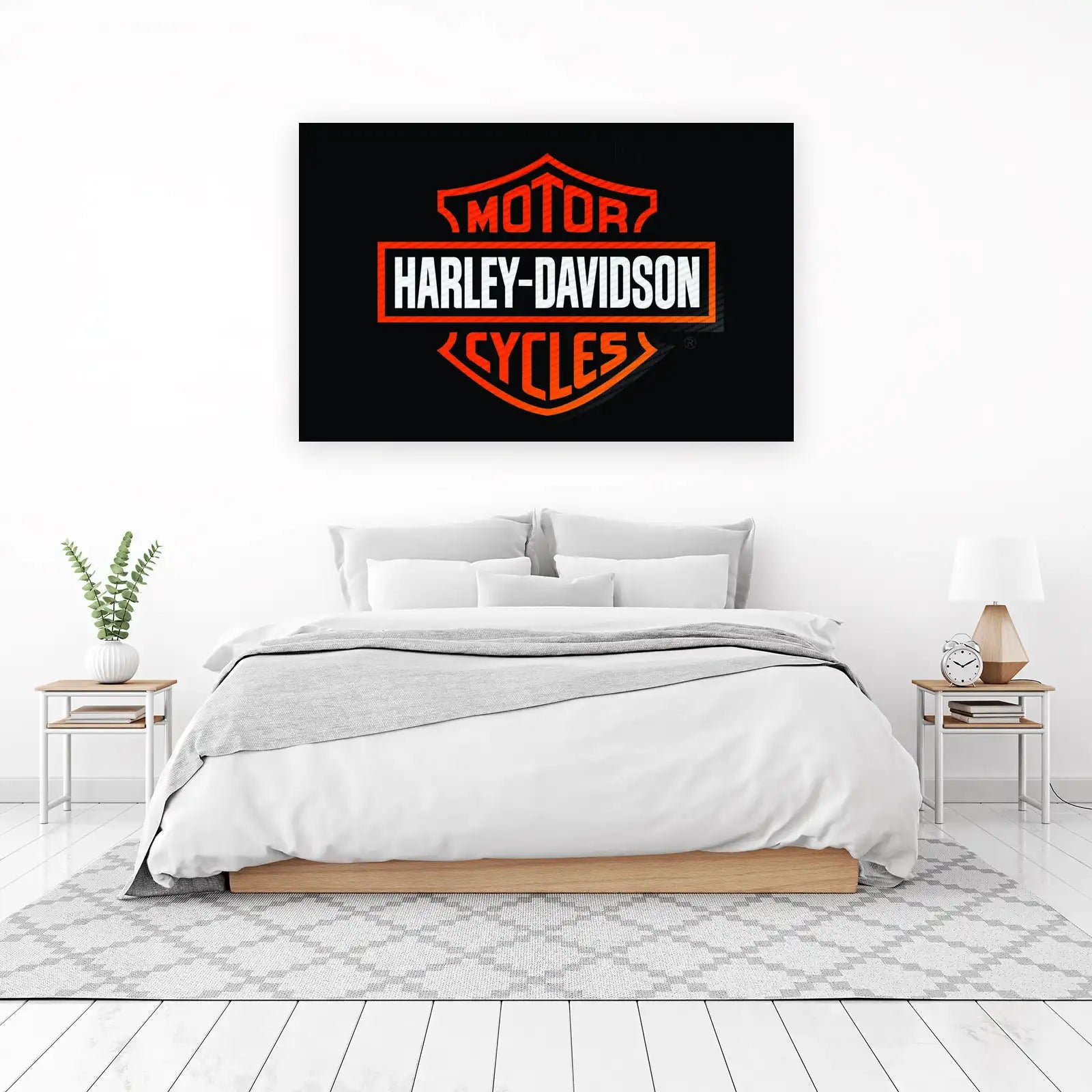 Harley-Davidson Logo Orange & Black Wall Art