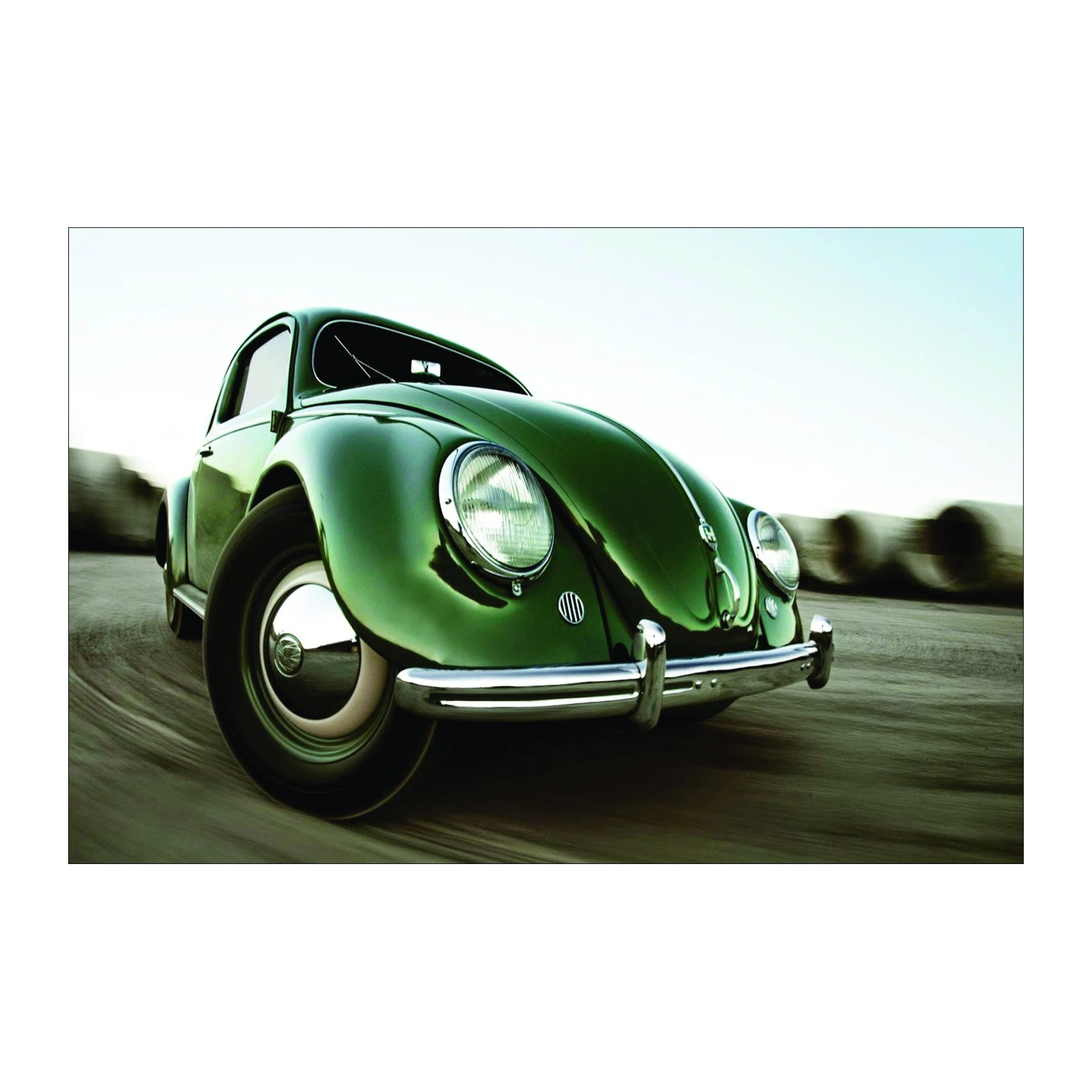 Classic Green VW Beetle Road Trip Wall Art