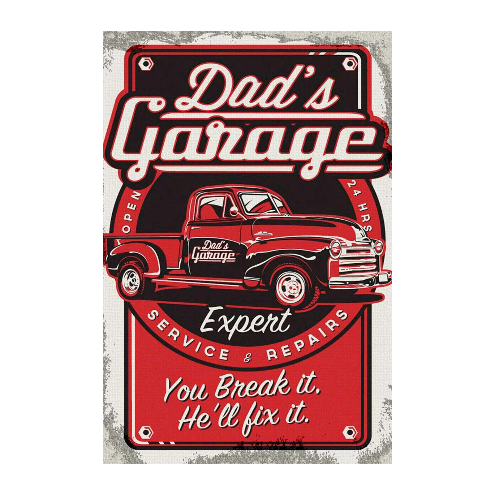 Vintage Dad's Garage Truck Wall Art