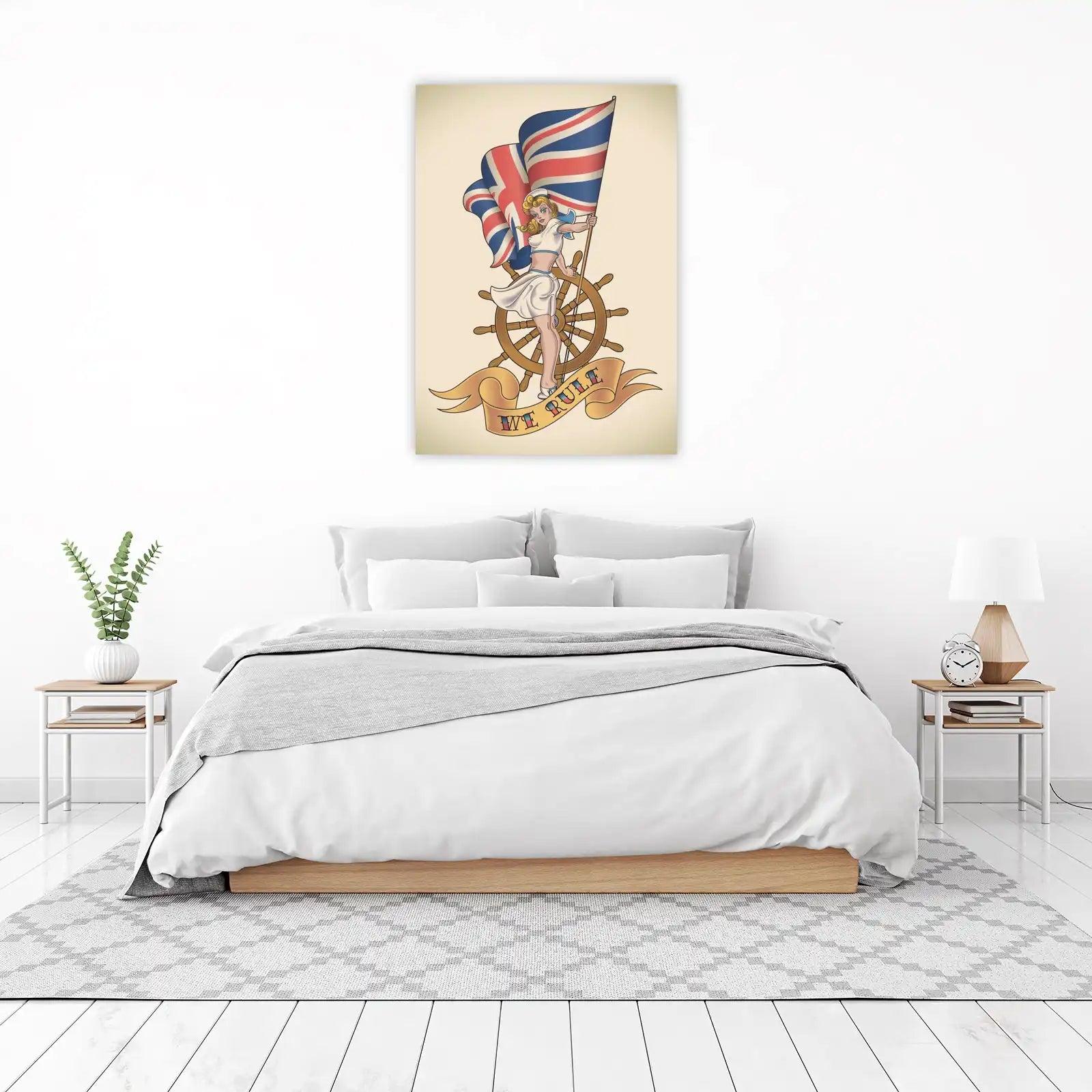 Vintage Sailor Girl Union Jack Flag Wall Art