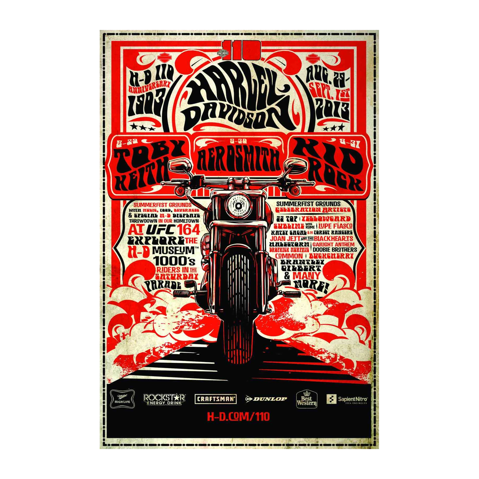 Harley Davidson Vintage Motorcycle Anniversary Wall Art