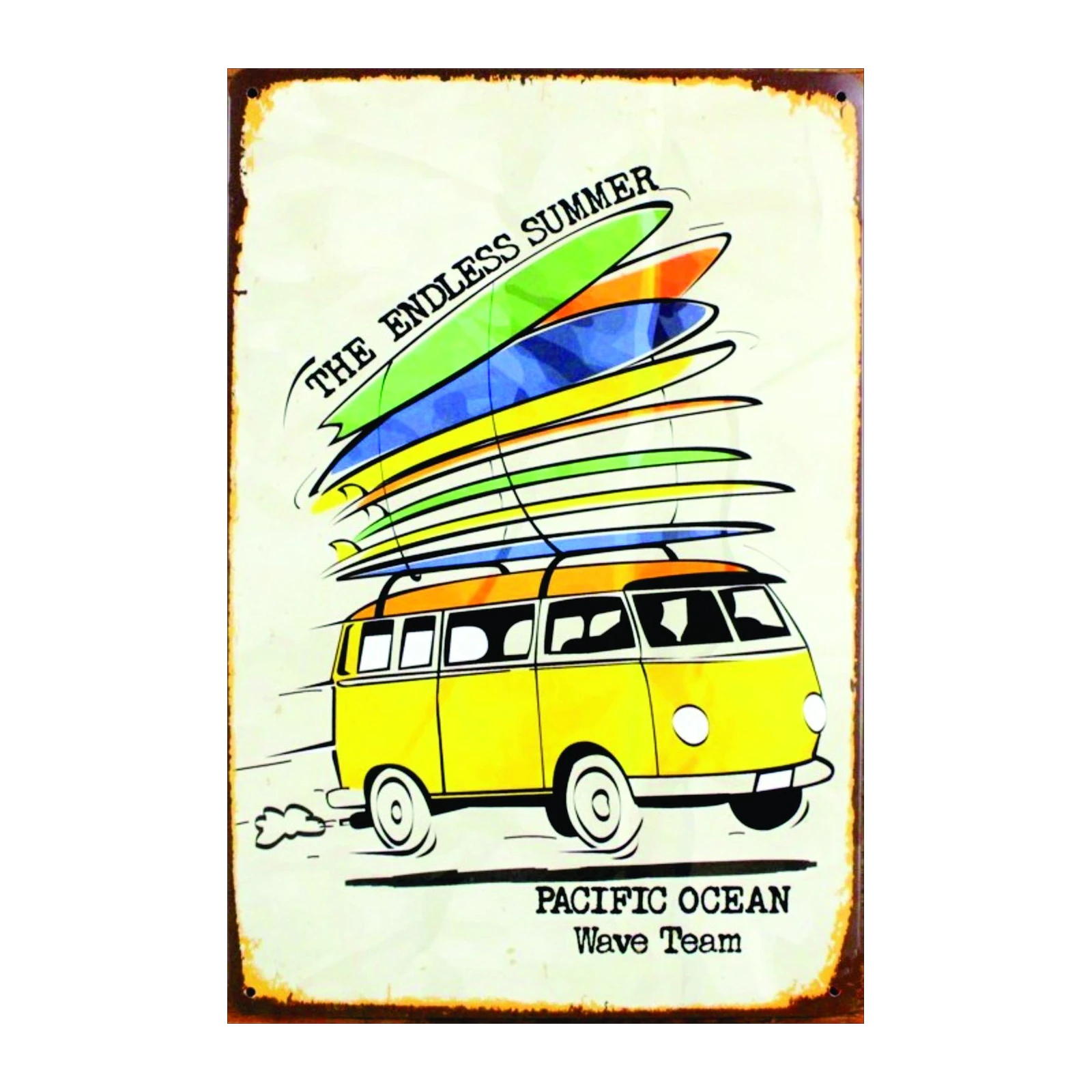 Retro Surf Van & Surfboards Wall Art