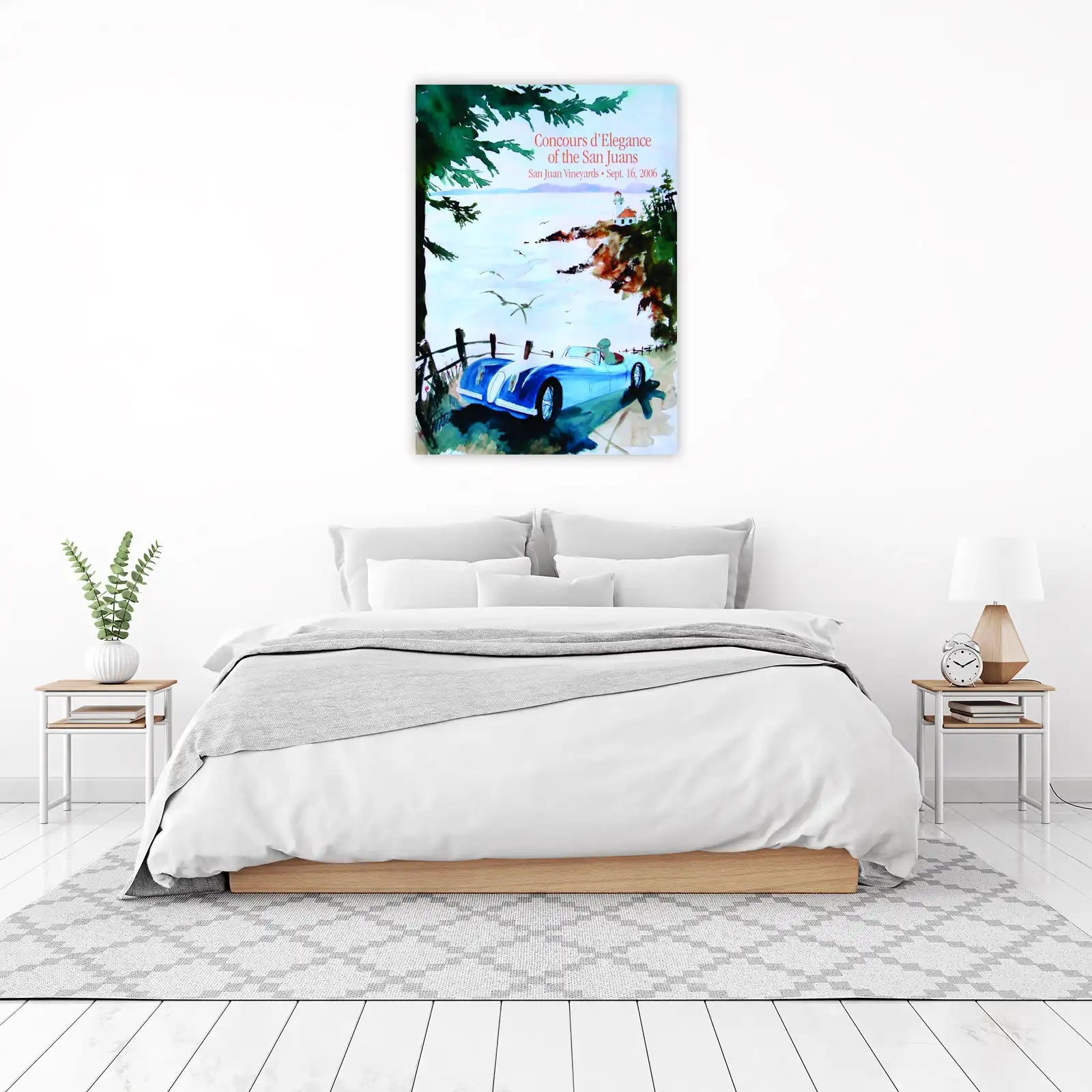 Vintage Car Coastal Scene Wall Art