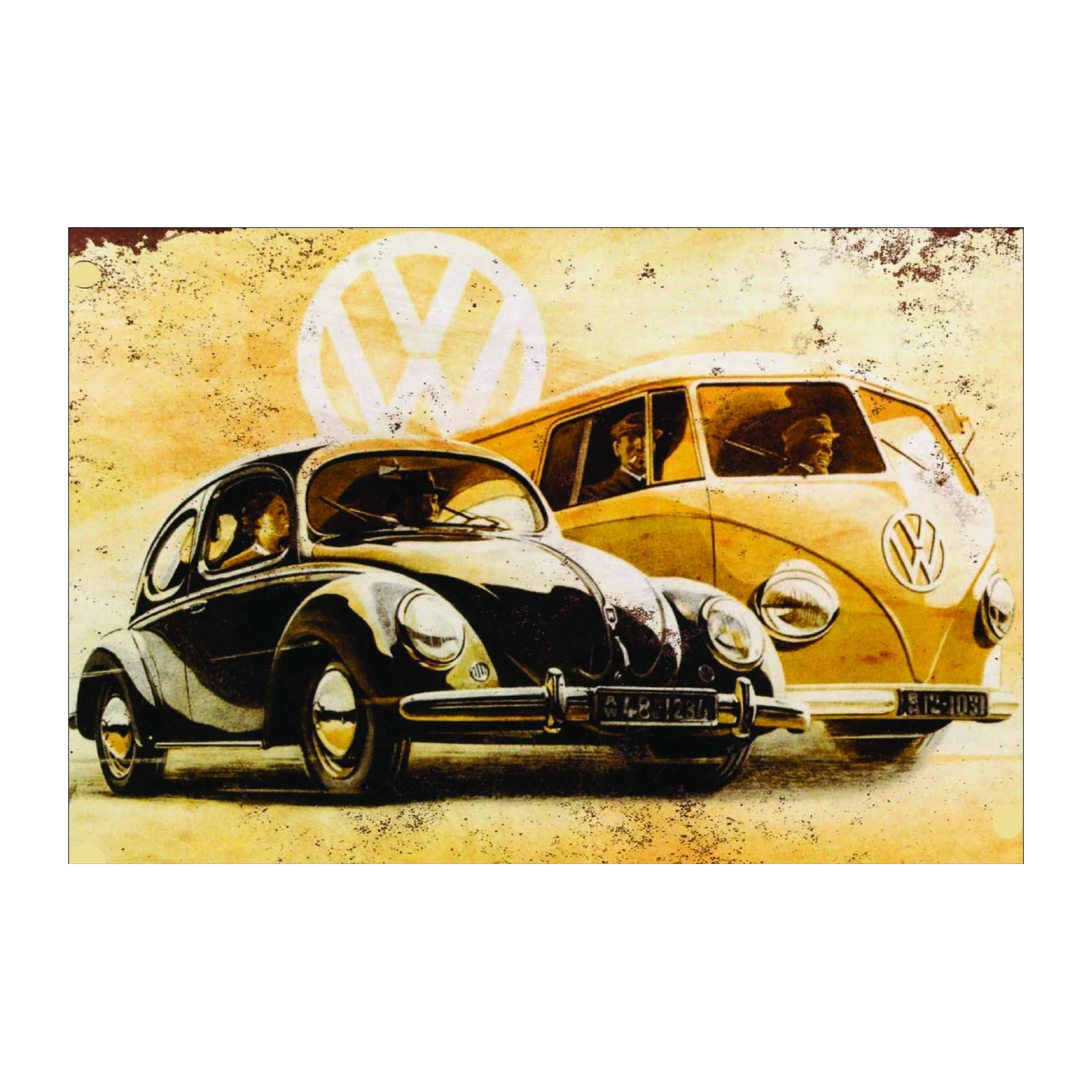 Vintage VW Beetle & Bus Wall Art