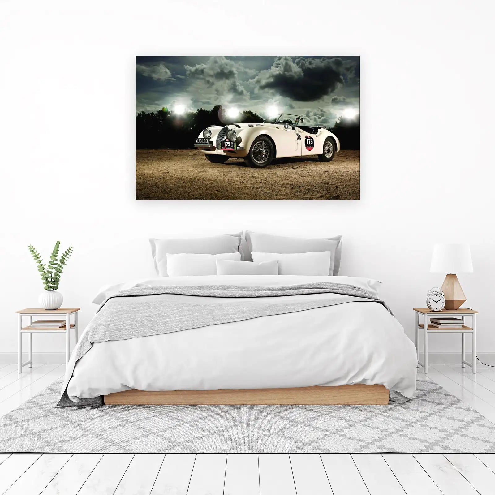 Vintage White Classic Car Art Wall Art
