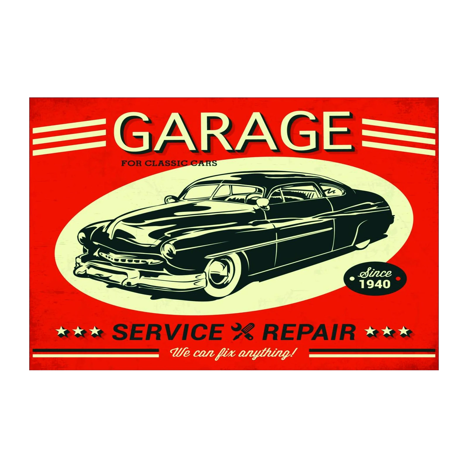 Retro Classic Car Garage Art Wall Art