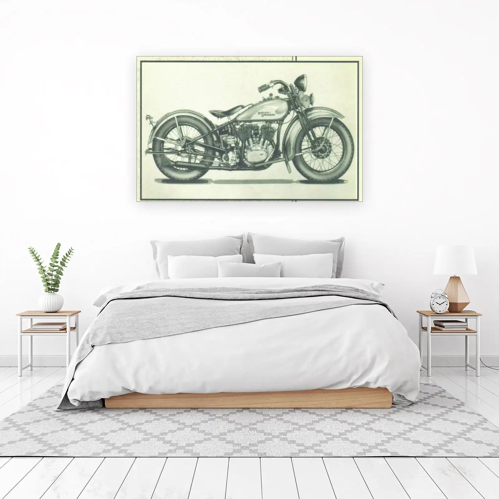 Vintage Harley Davidson Motorcycle Wall Art