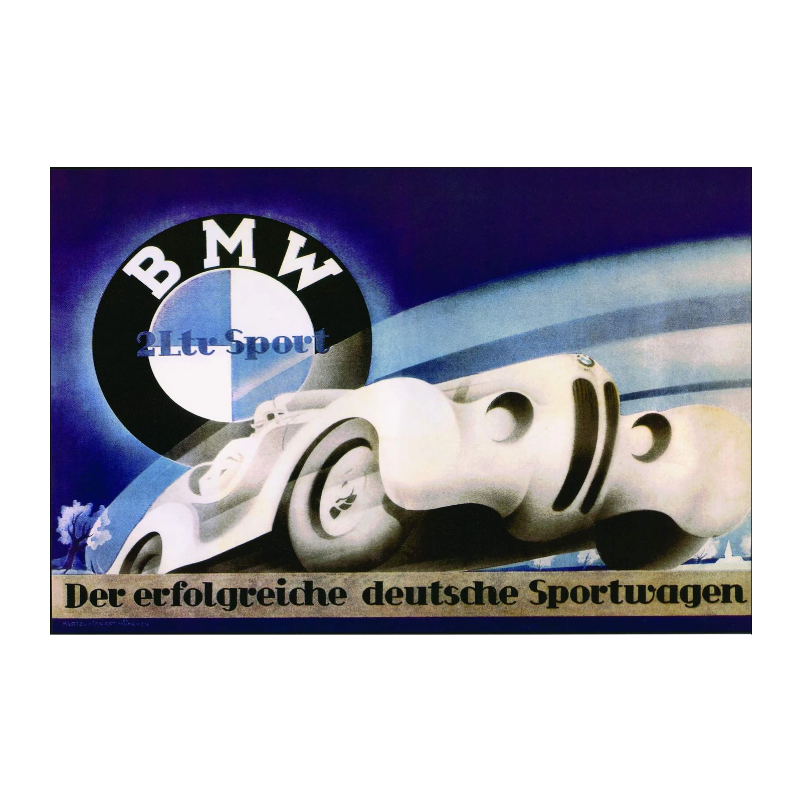 Vintage BMW Sportscar Art Wall Art