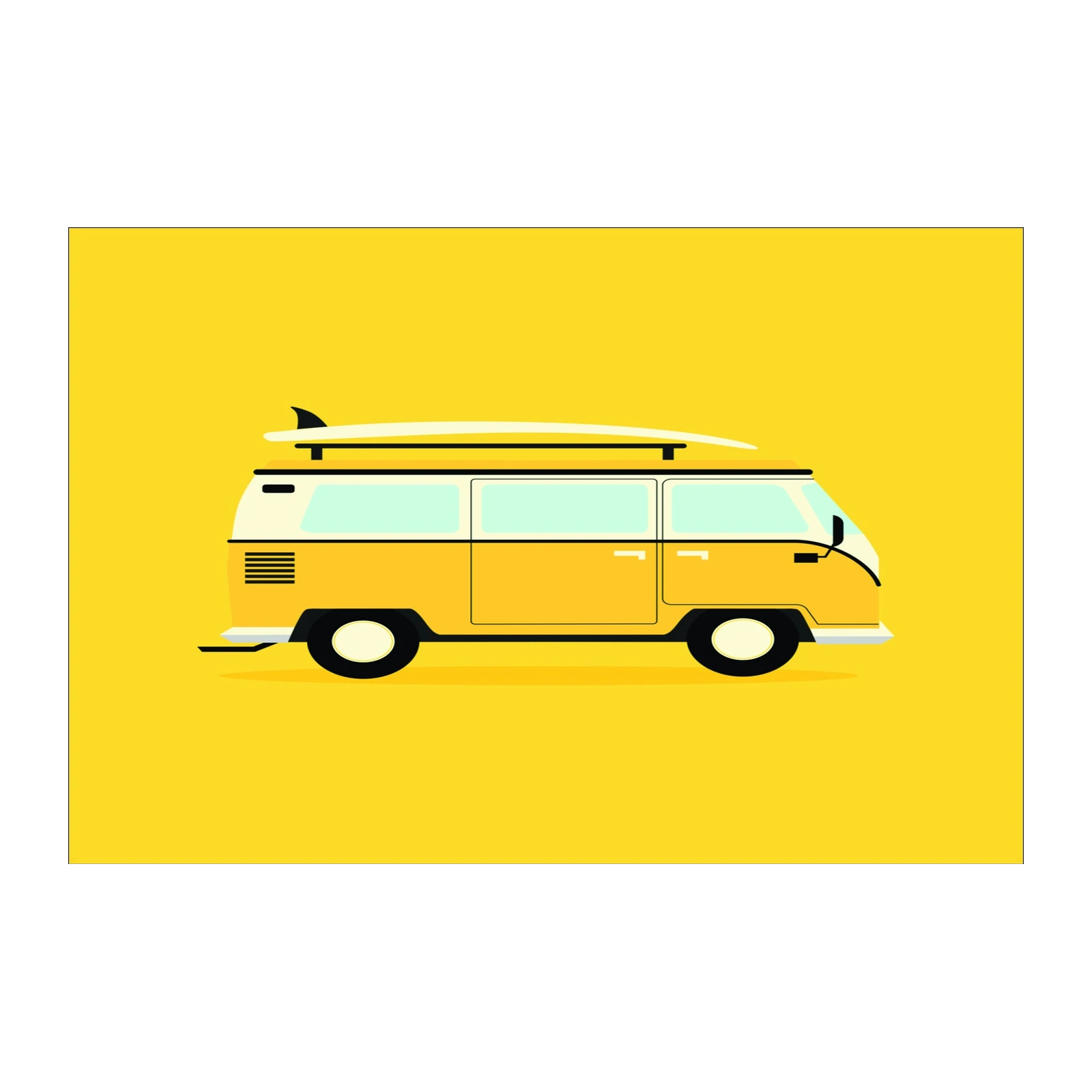Retro Surf Van Yellow Wall Art