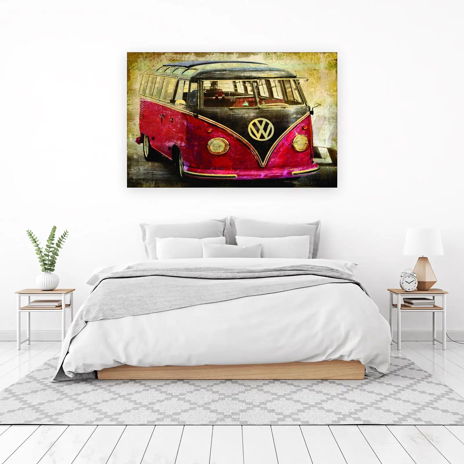 Vintage Red VW Bus Retro Wall Art Wall Art