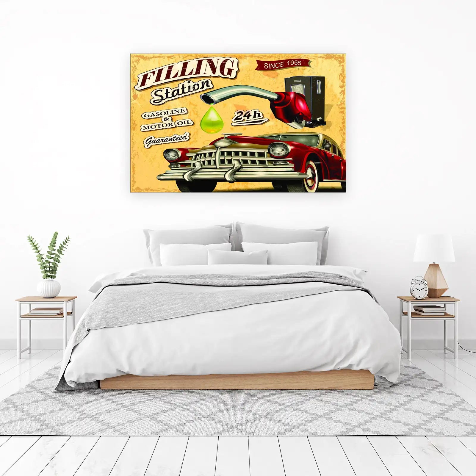 Retro Filling Station Classic Car Wall Art
