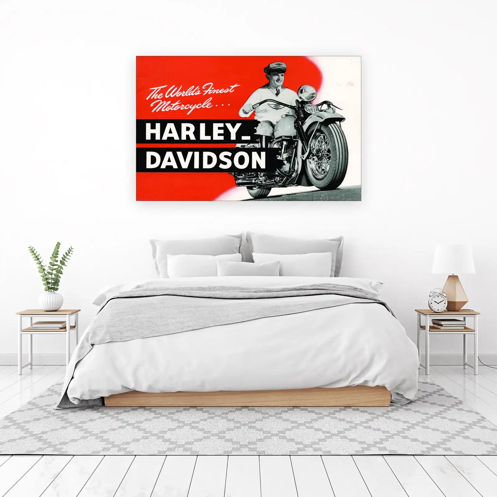 Vintage Harley Davidson Motorcycle Art Wall Art