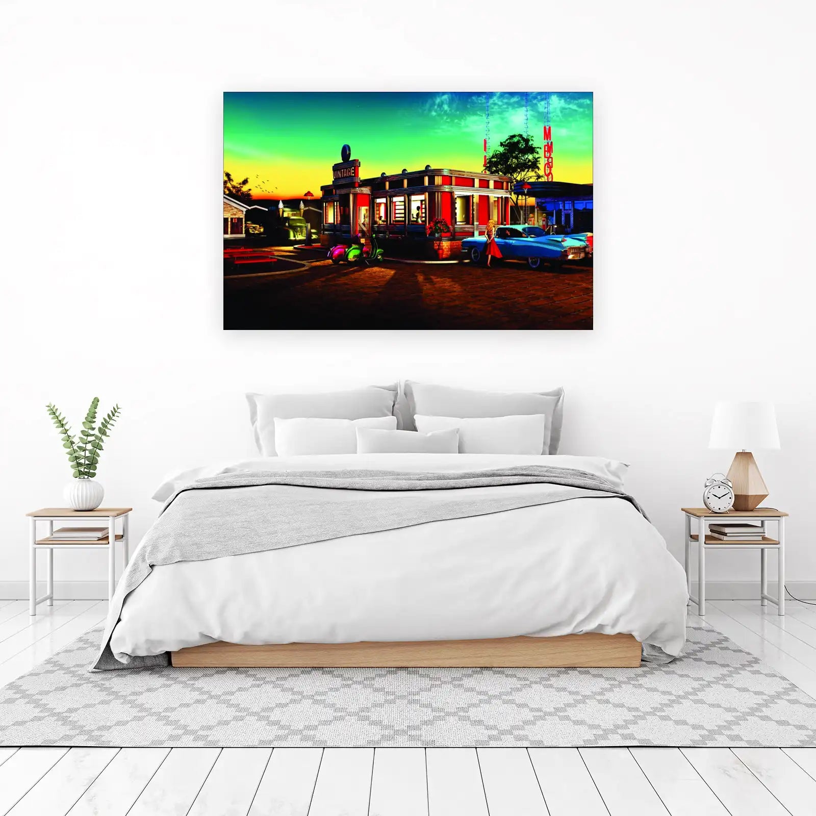 Retro Diner Vibes Wall Art | Vintage Car Wall Art