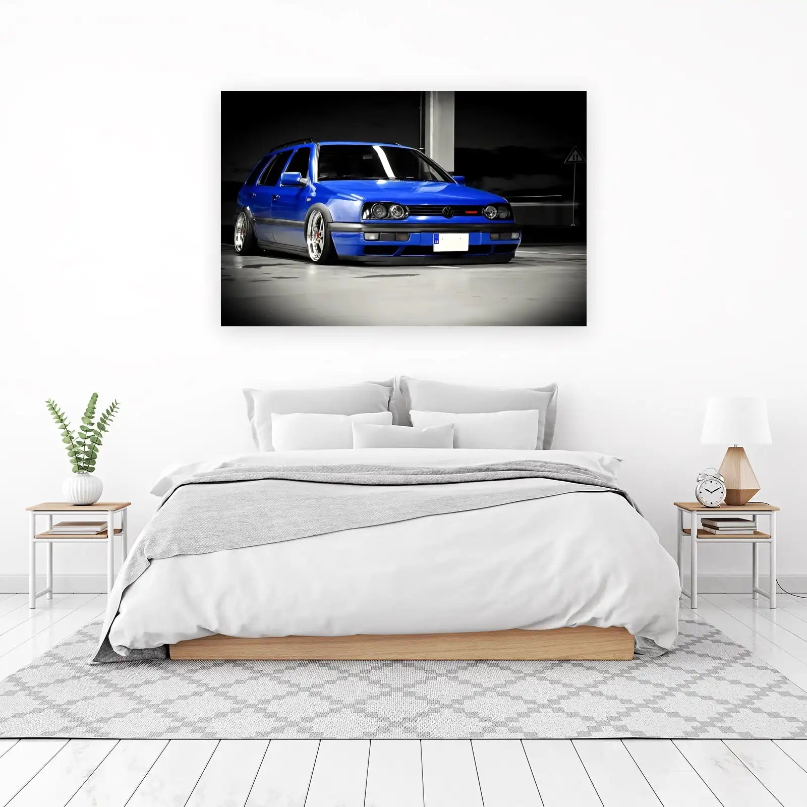 Vibrant Blue VW Golf Wagon Stance Wall Art