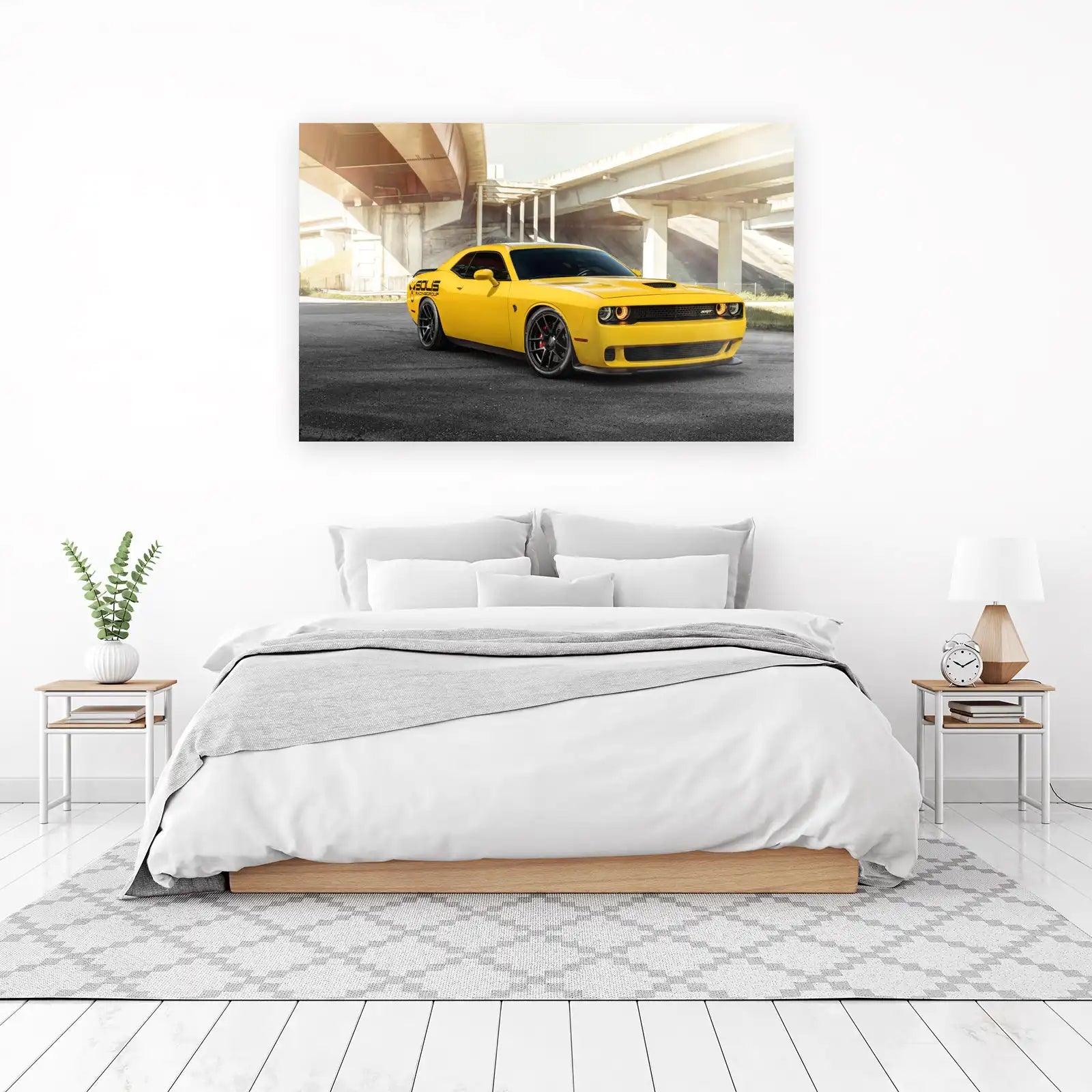 Vibrant Yellow Dodge Challenger SRT Hellcat Wall Art