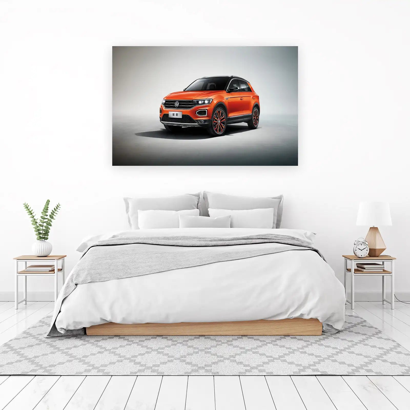 Vibrant Orange SUV: Modern Car Wall Art