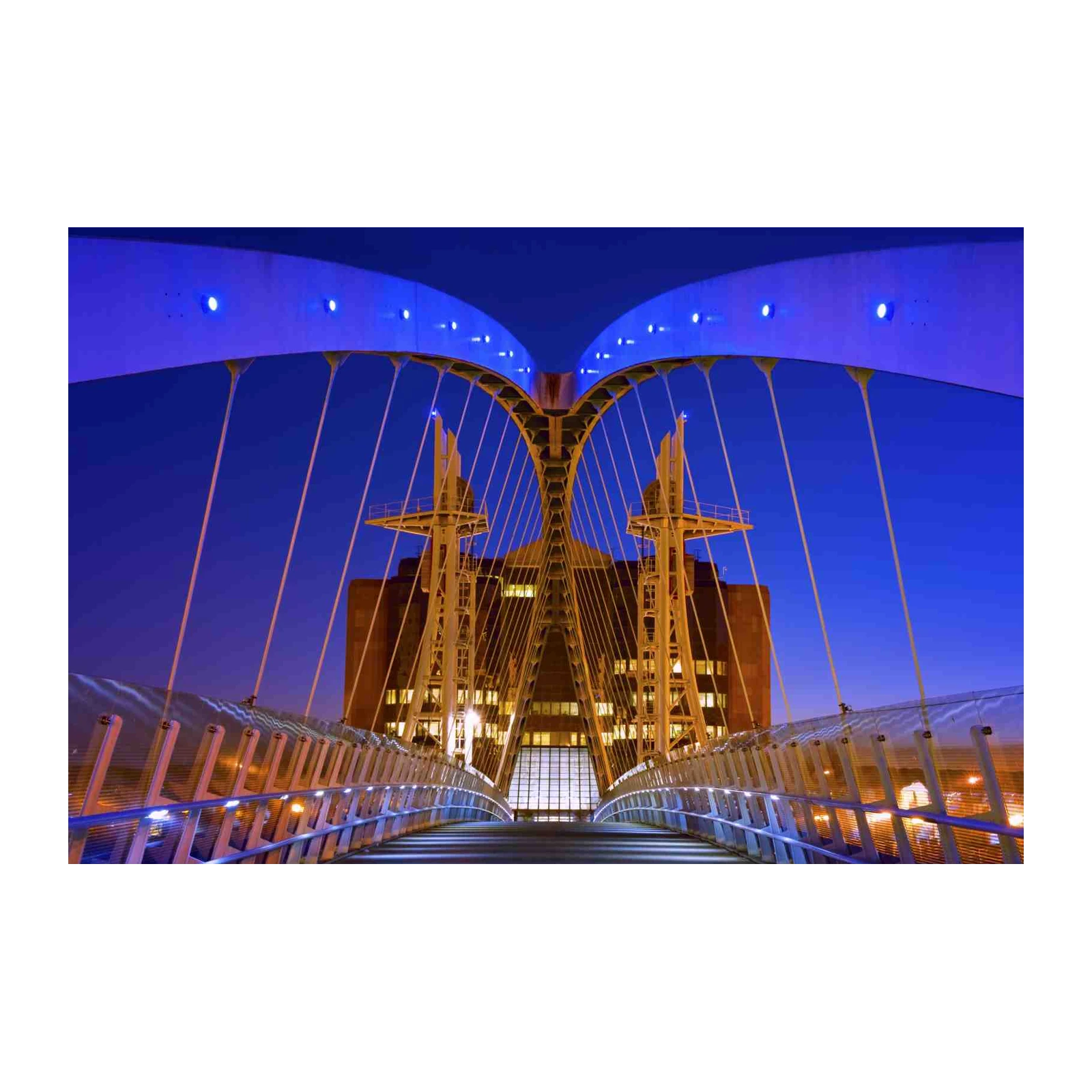 Modern Bridge Symmetry Blue Sky Wall Art