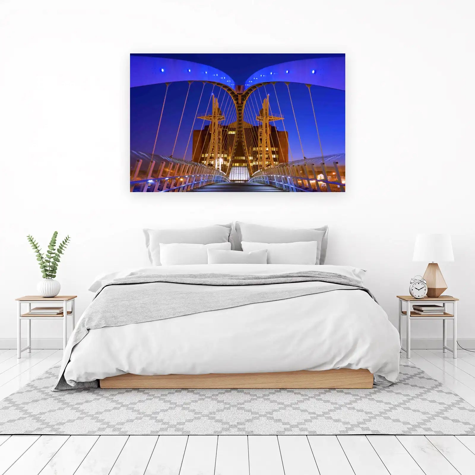 Modern Bridge Symmetry Blue Sky Wall Art