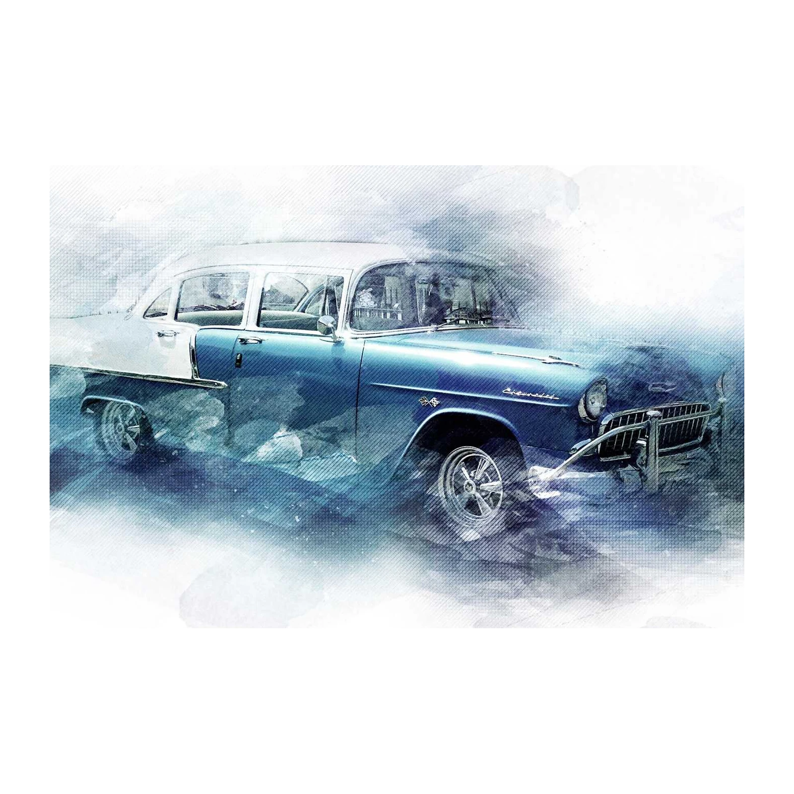 Vintage Blue Chevy Wall Art