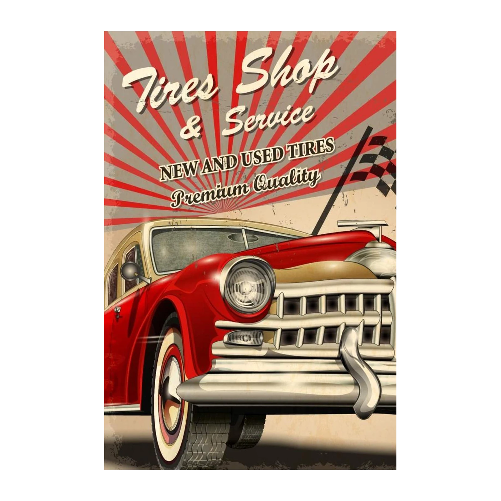 Retro Tires Shop & Service Wall Art