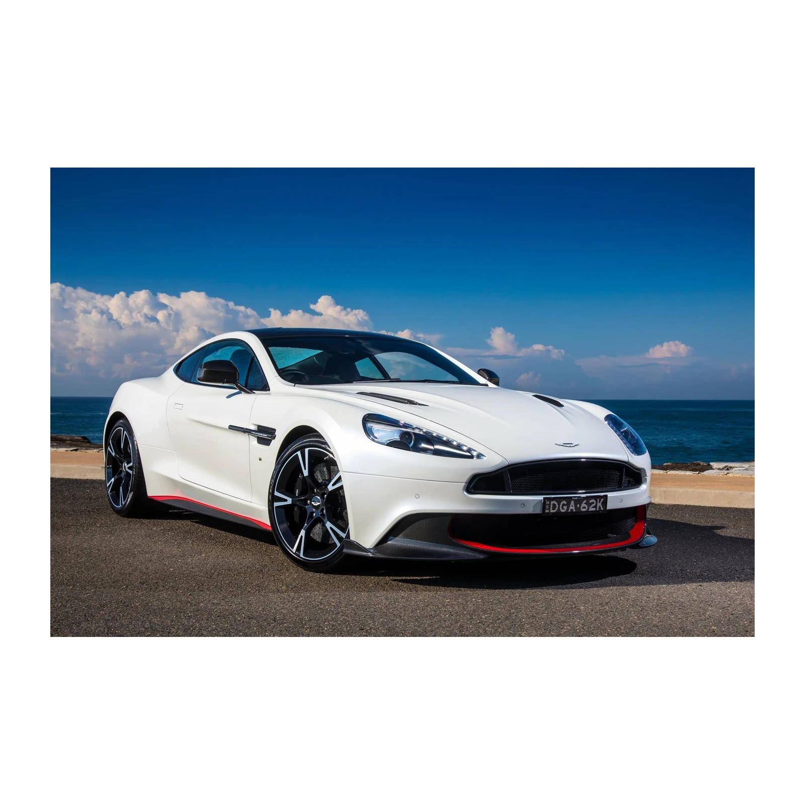 Luxury White Sports Car Ocean View Wall Art