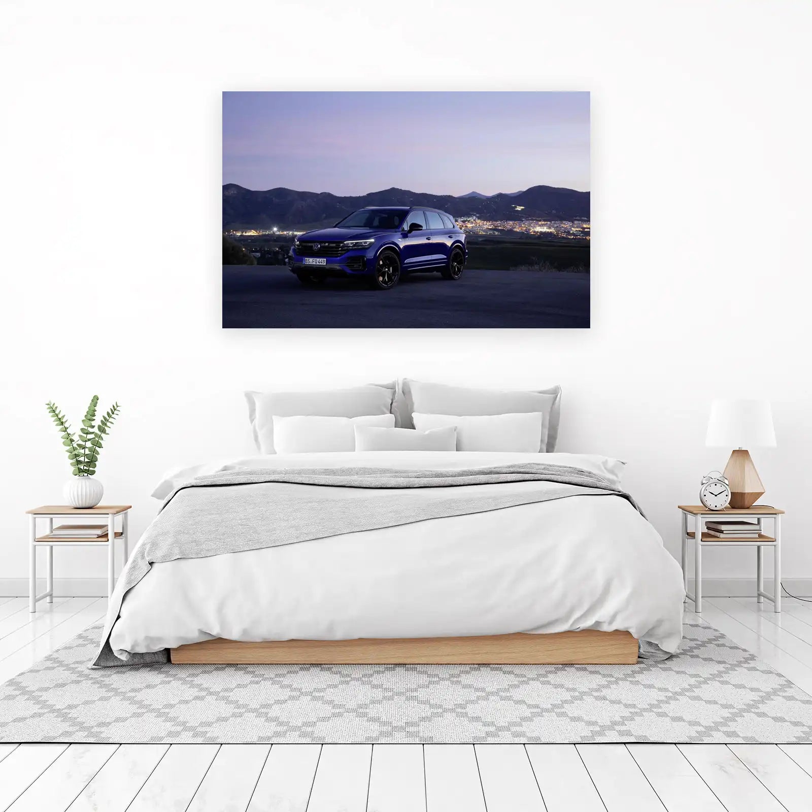 Luxury Blue SUV at Dusk Wall Art