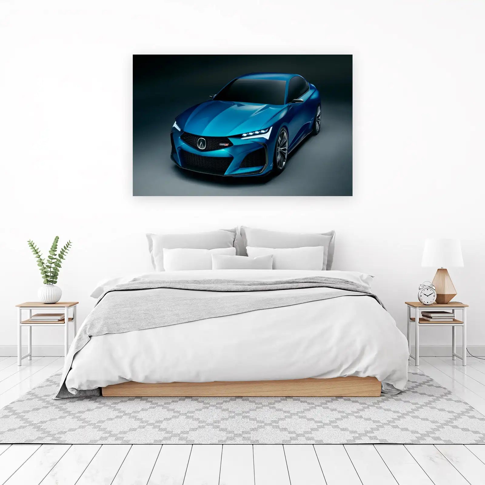 Bold Blue Sports Car Concept Wall Art
