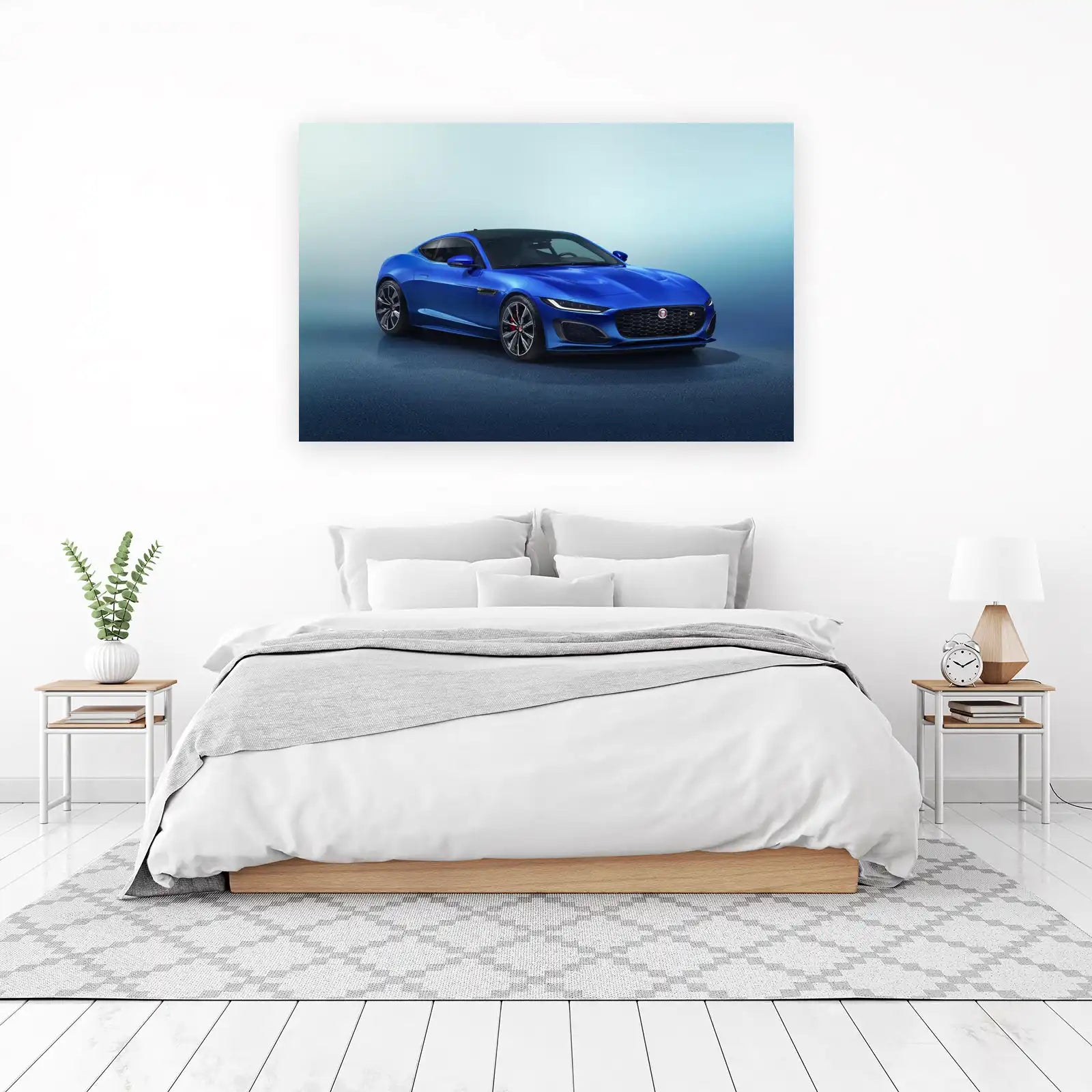 Striking Blue Jaguar Sports Car Wall Art