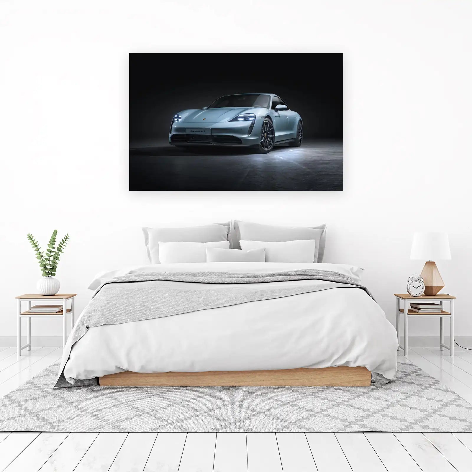 Sleek Blue Porsche Taycan 4S Wall Art