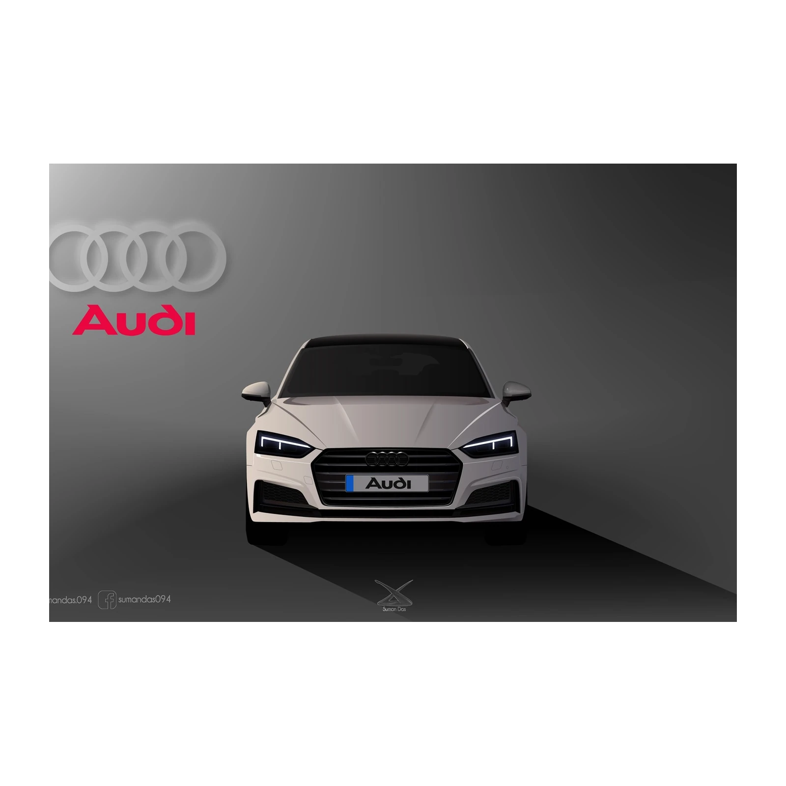 Sleek White Audi A5 Front View Wall Art
